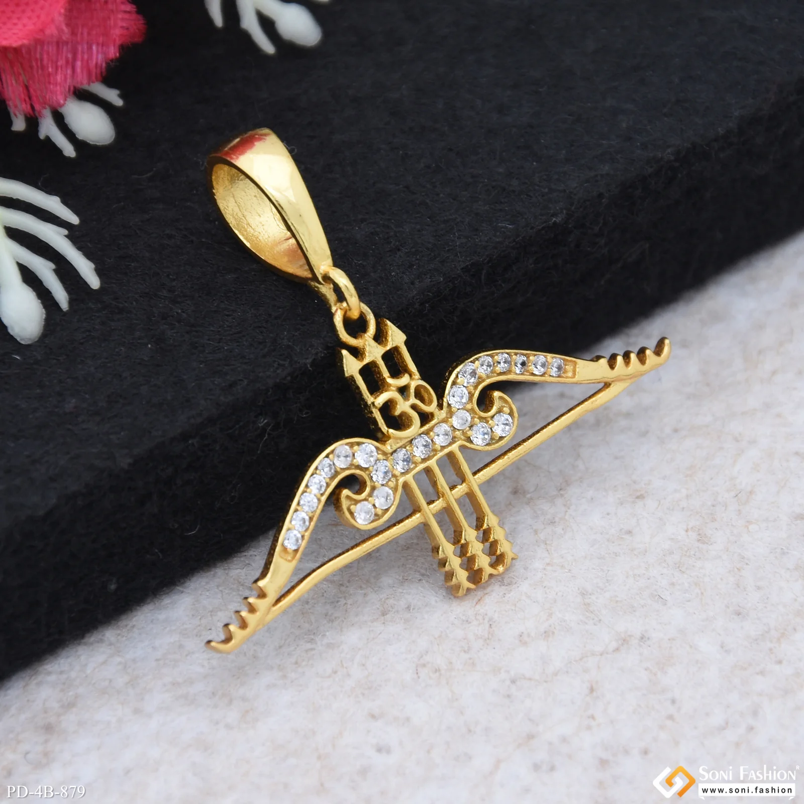 Khatu Shyamji Dhanush Baan Gold Plated Pendant For Men - Style B879 - Image 3