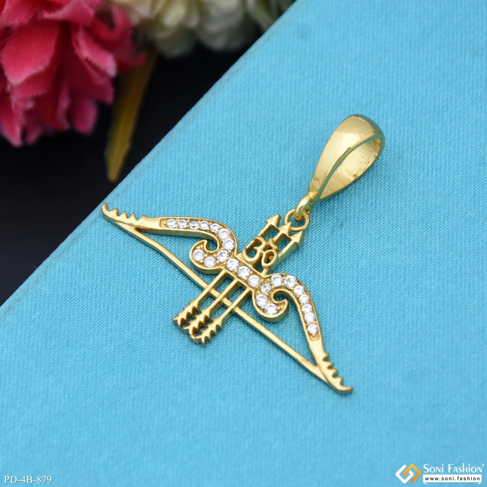 Khatu Shyamji Dhanush Baan Gold Plated Pendant For Men - Style B879 - Image 4