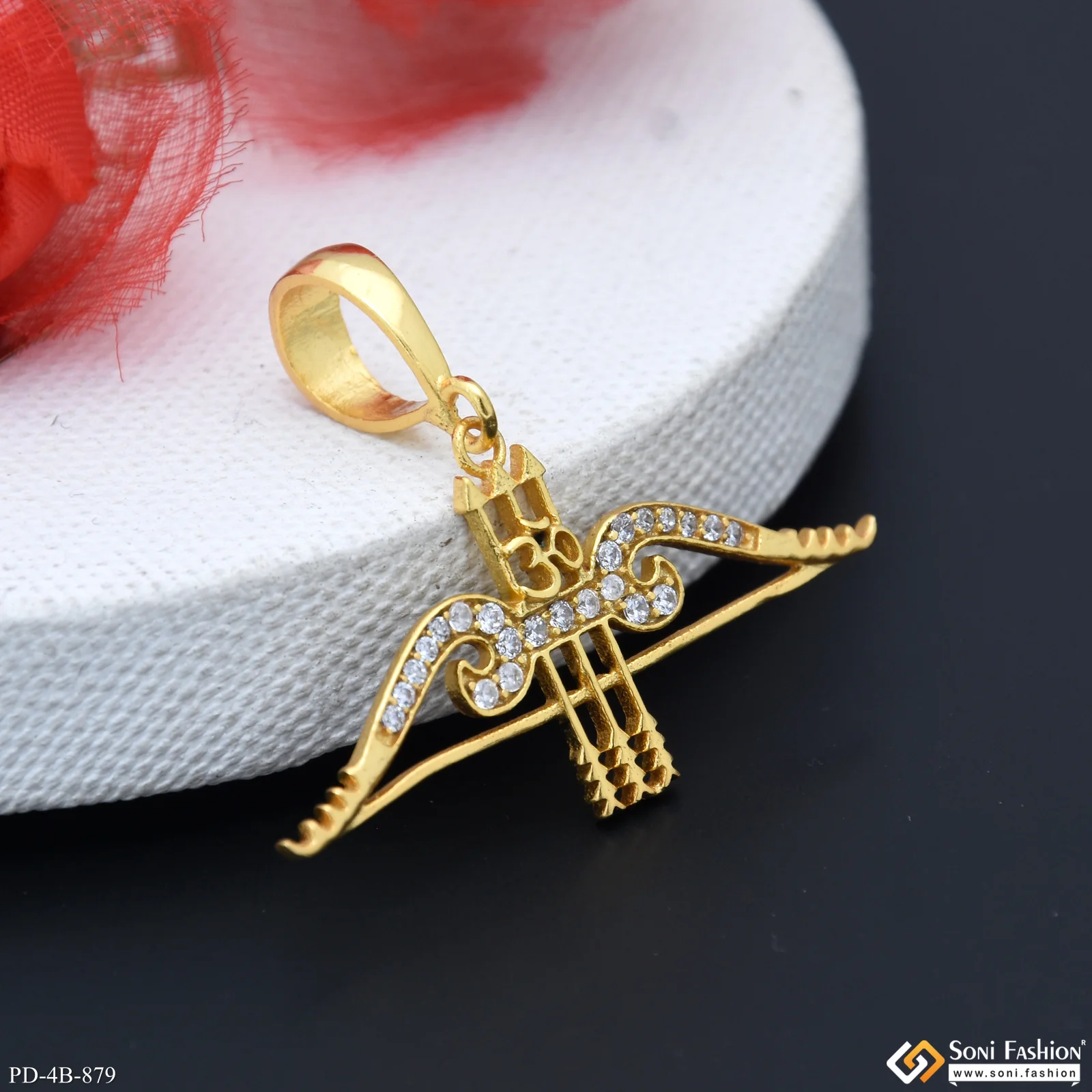 Khatu Shyamji Dhanush Baan Gold Plated Pendant For Men - Style B879 - Image 5