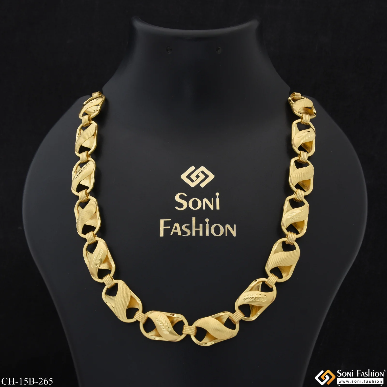 Kohli Leaf Cube Cool Design Superior Quality Gold Plated Chain For Men - Style B265 - Image 2