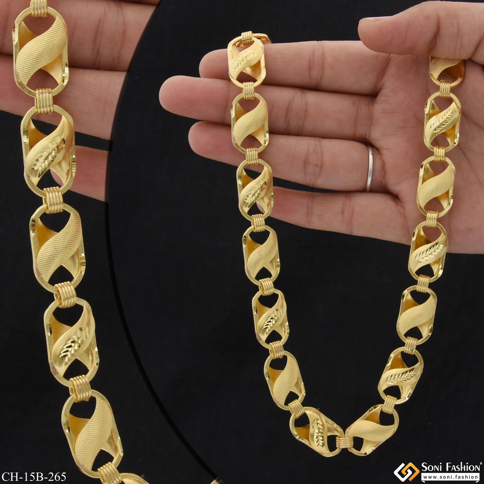 Kohli Leaf Cube Cool Design Superior Quality Gold Plated Chain For Men - Style B265 - Image 3