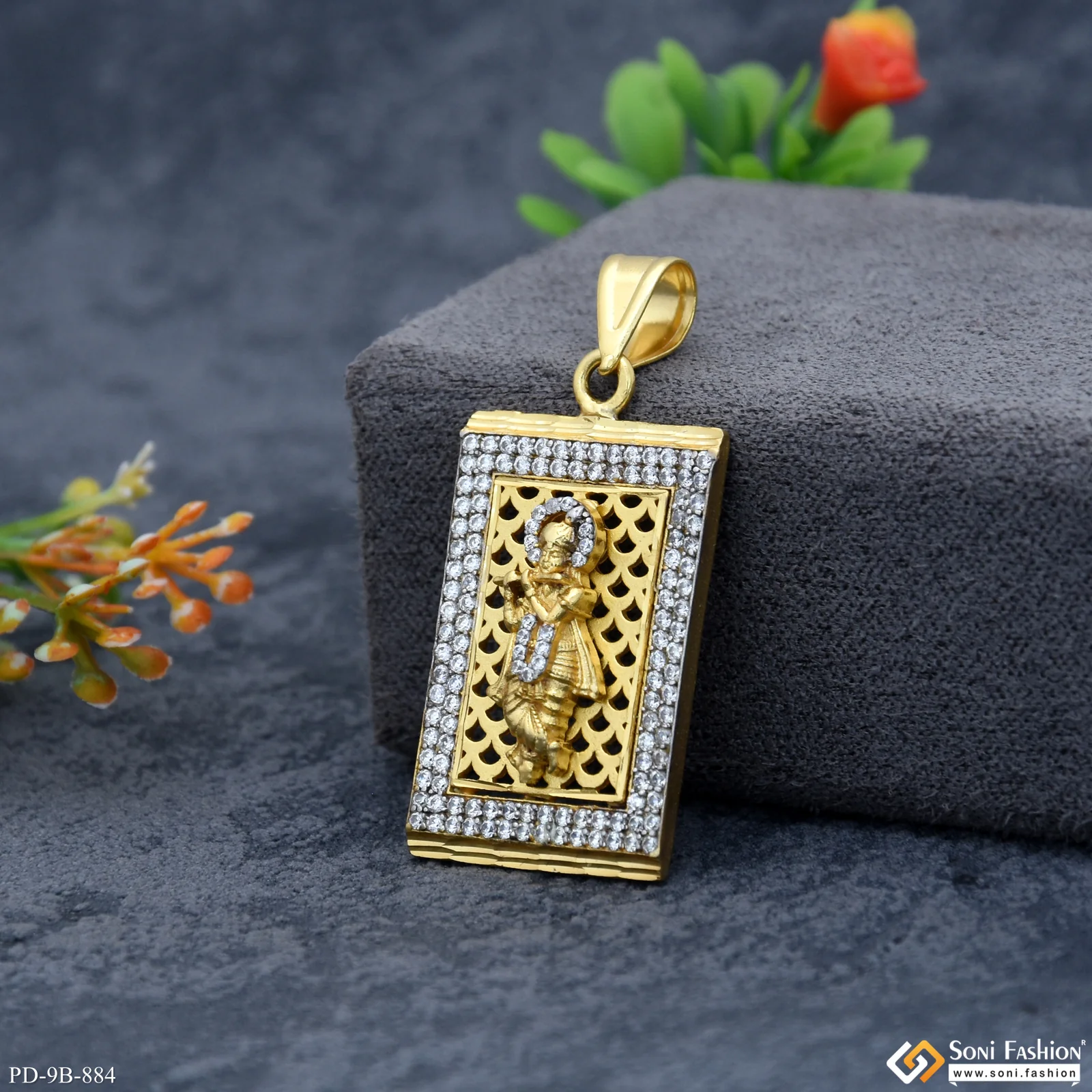 Krishna Best Quality Gold Plated Pendant for Men - Style B884 - Image 2