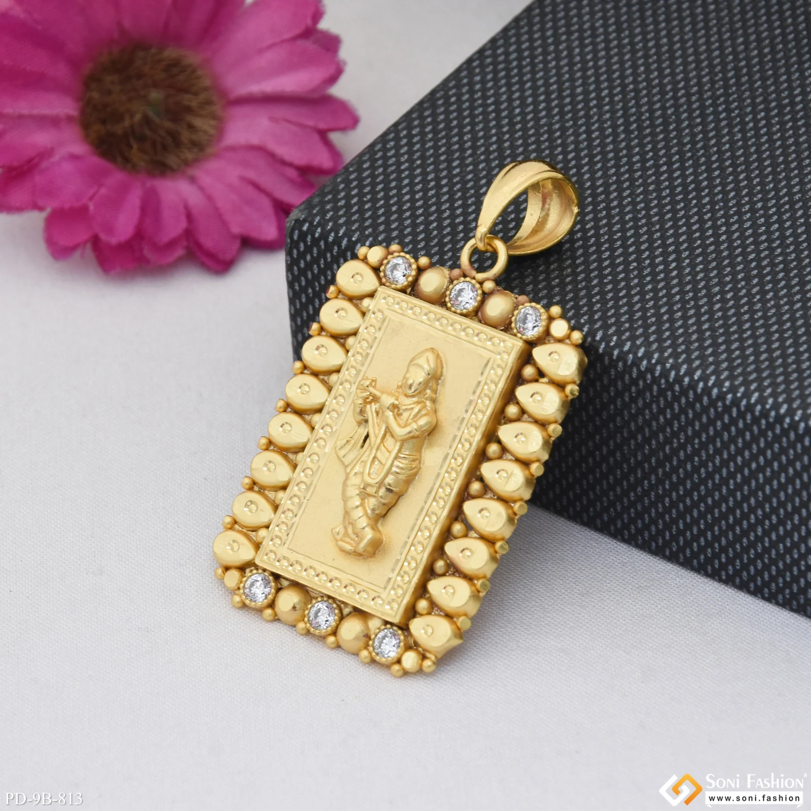 Krishna Glamorous Design Gold Plated Pendant for Men - Style B813 - Image 3