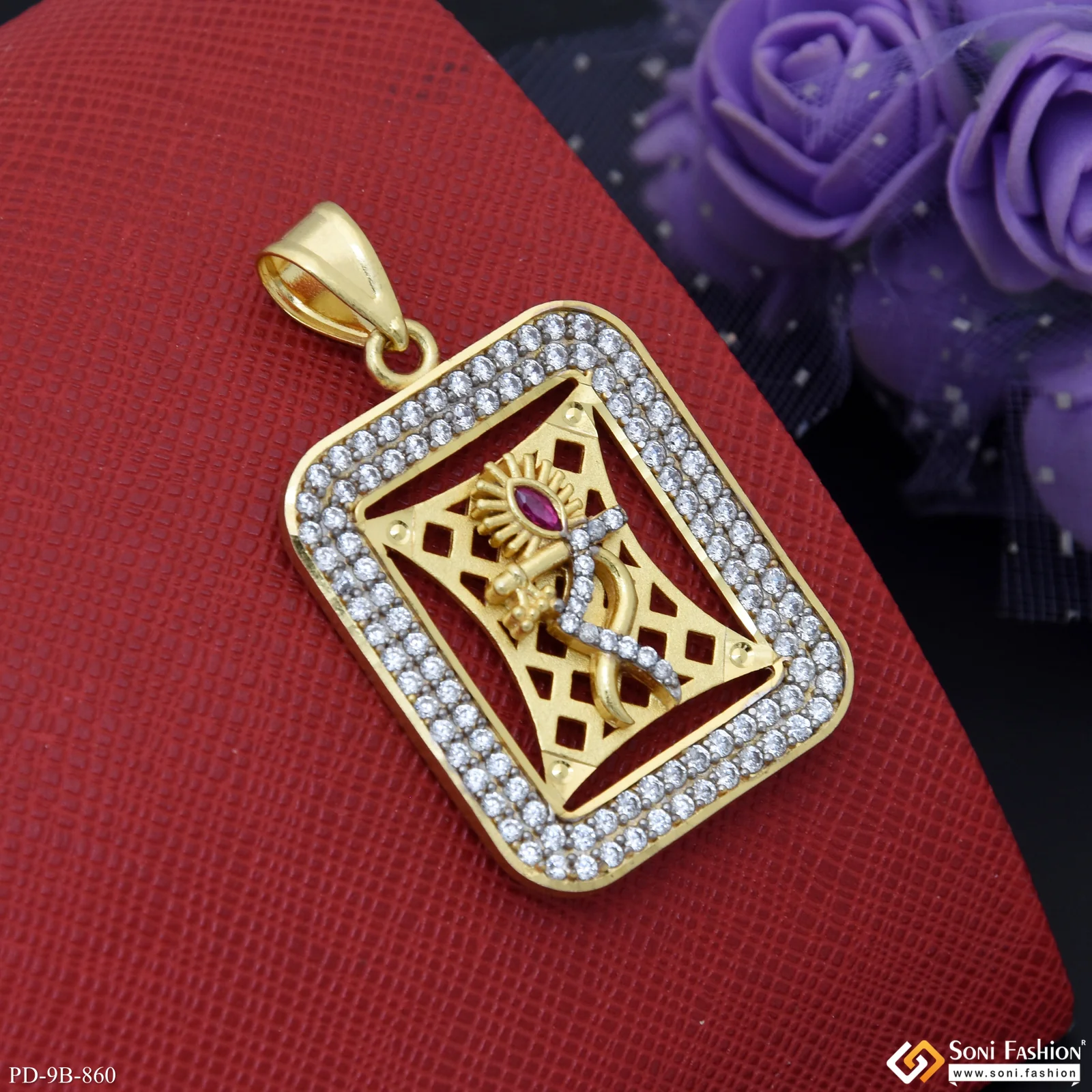 Krishna Popular Design Gold Plated Pendant for Men - Style B860 - Image 3