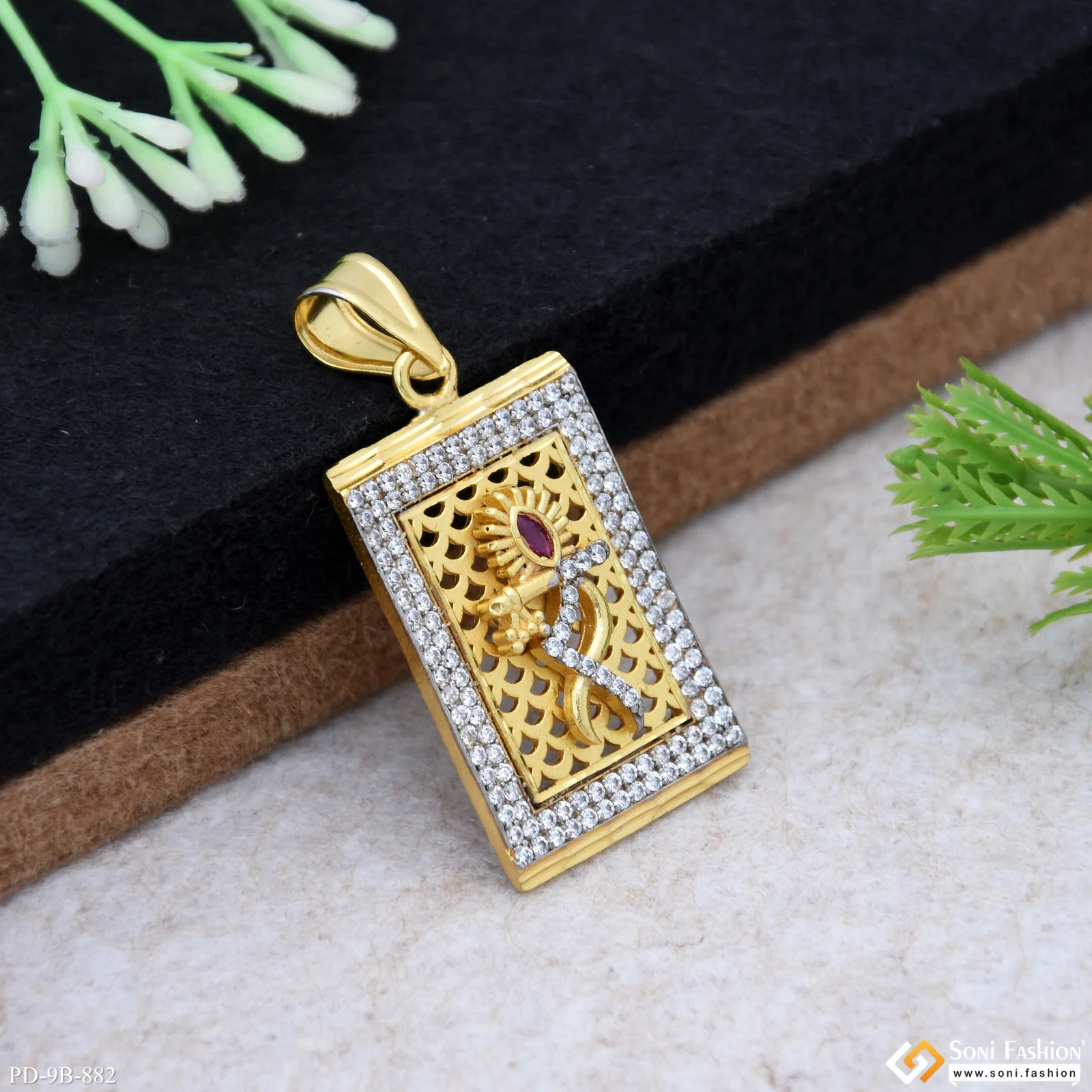 Krishna Trending Design Gold Plated Pendant for Men - Style B882 - Image 3