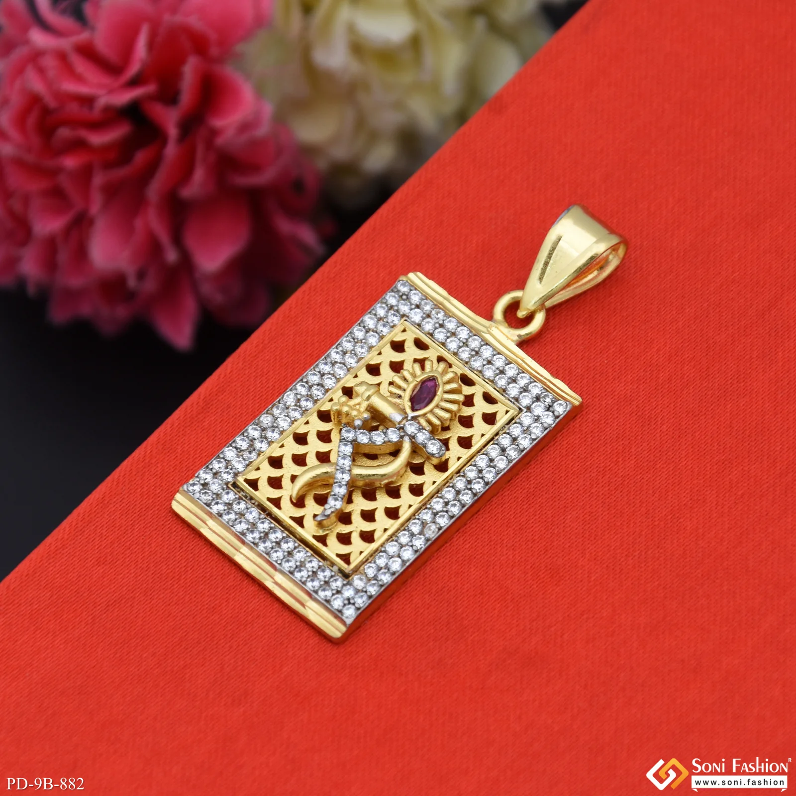 Krishna Trending Design Gold Plated Pendant for Men - Style B882 - Image 4