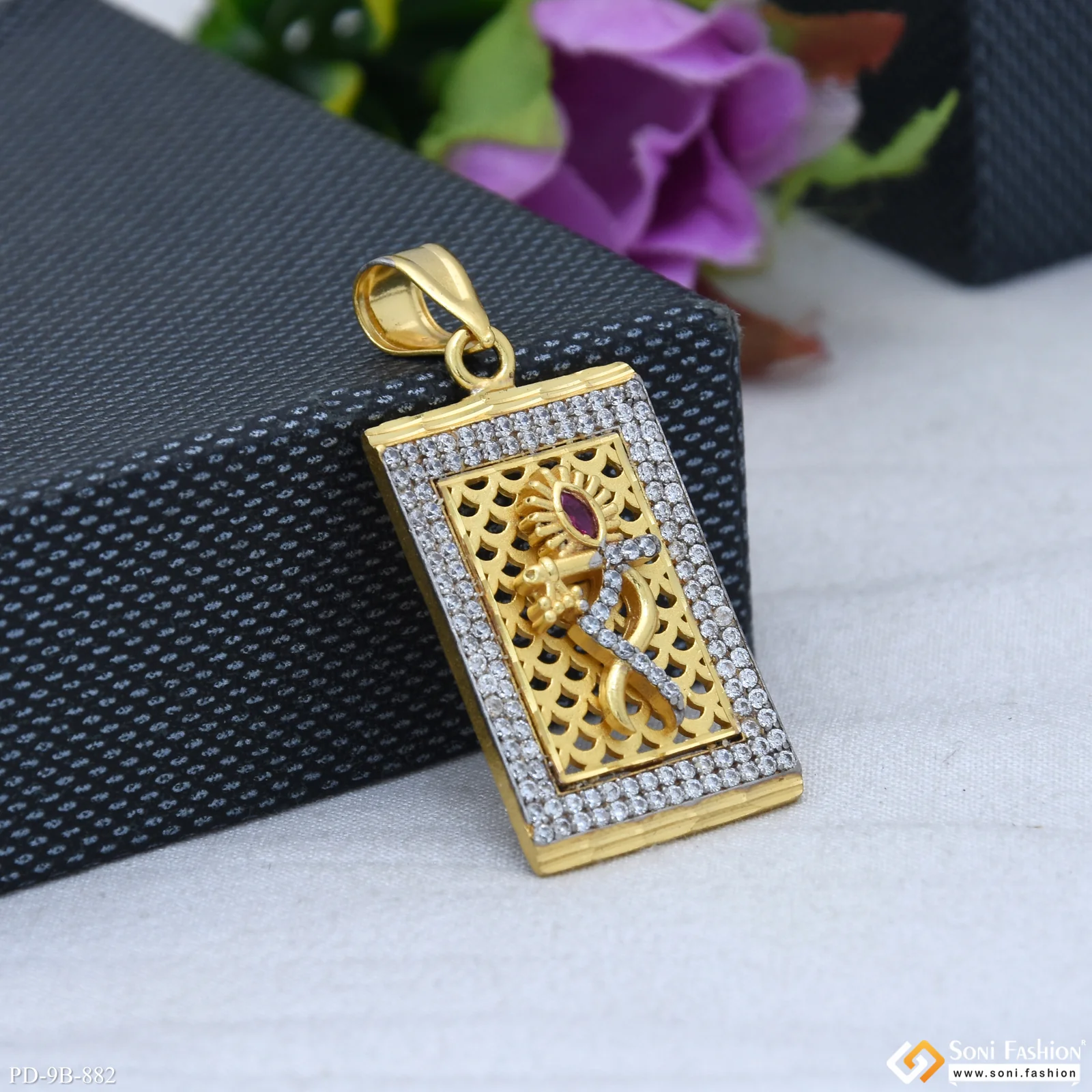 Krishna Trending Design Gold Plated Pendant for Men - Style B882 - Image 5