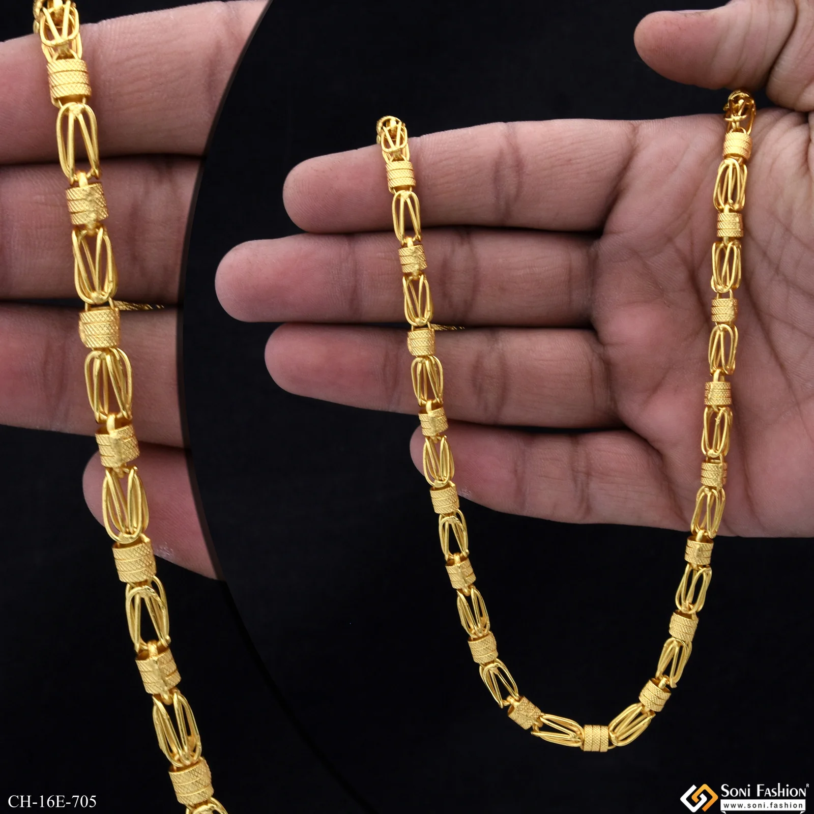 Latest Design 1 By 1 Gold Plated Rajwadi Chain for Men - Style E705 - Image 2