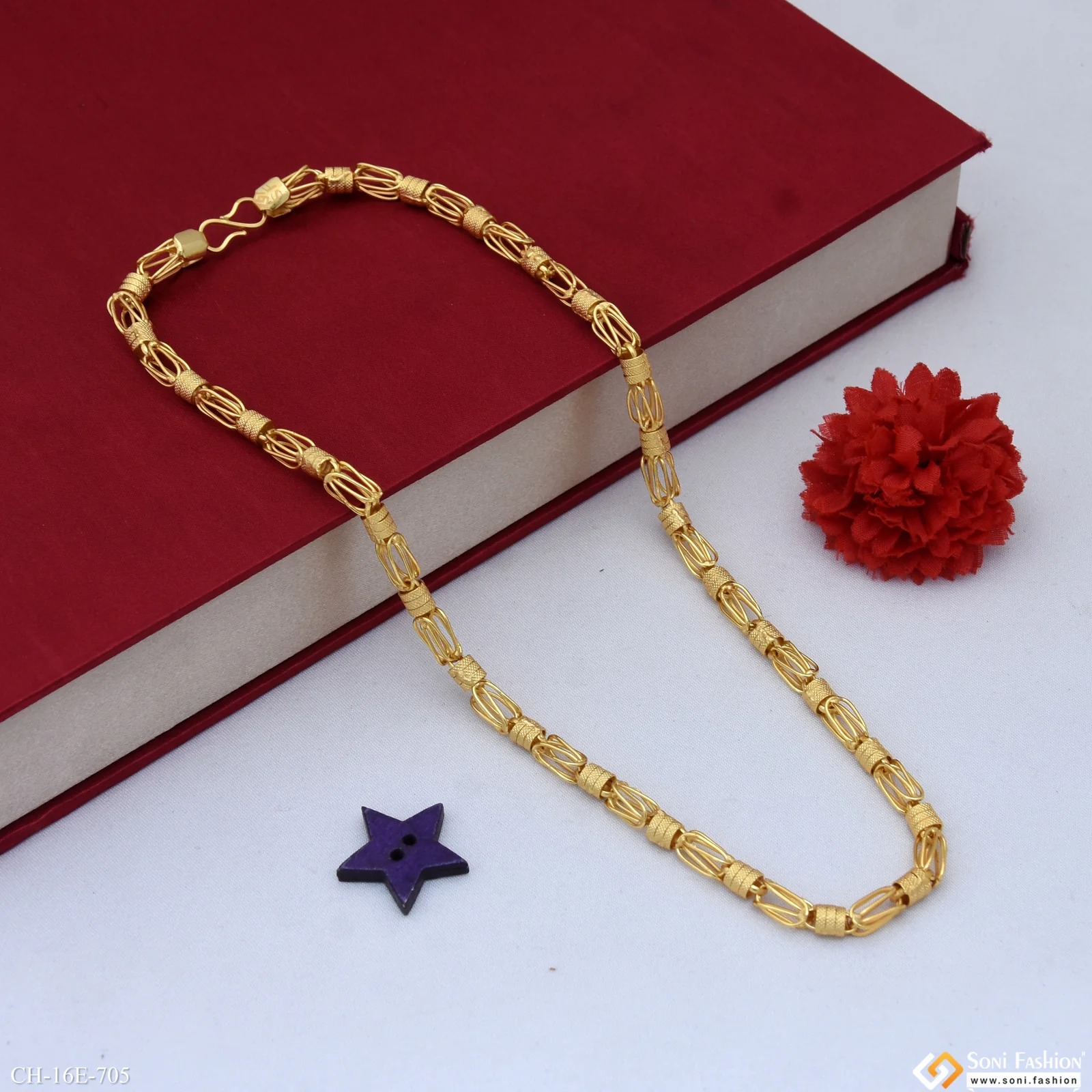 Latest Design 1 By 1 Gold Plated Rajwadi Chain for Men - Style E705 - Image 4