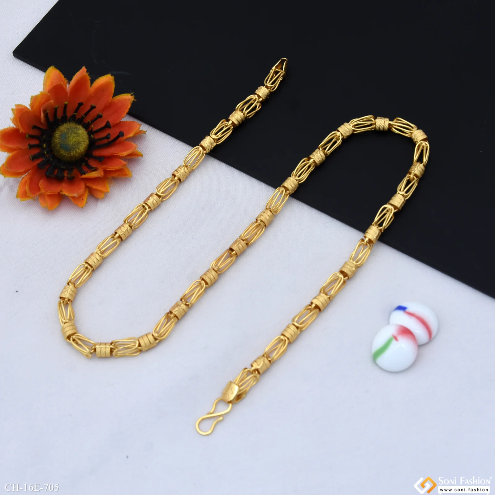 Latest Design 1 By 1 Gold Plated Rajwadi Chain for Men - Style E705 - Image 5