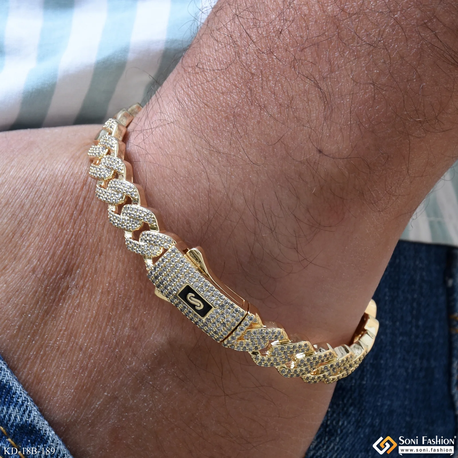 Latest Design 18K Gold Plated Kada for Men - Style B189