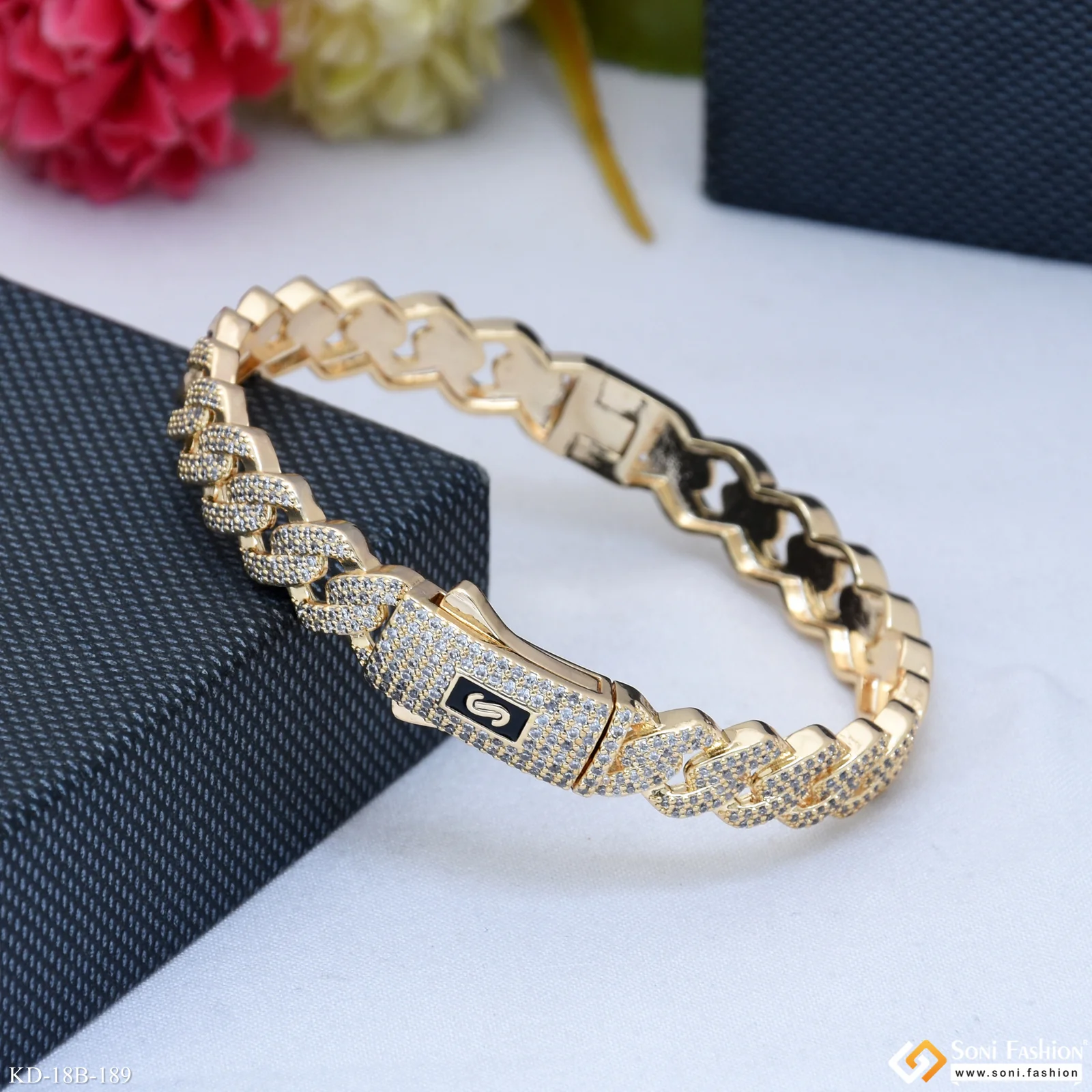 Latest Design 18K Gold Plated Kada for Men - Style B189 - Image 2