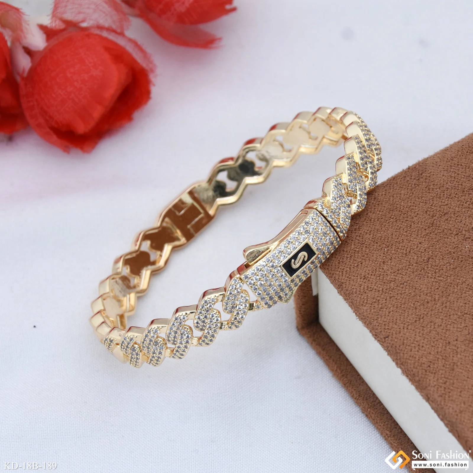 Latest Design 18K Gold Plated Kada for Men - Style B189 - Image 4