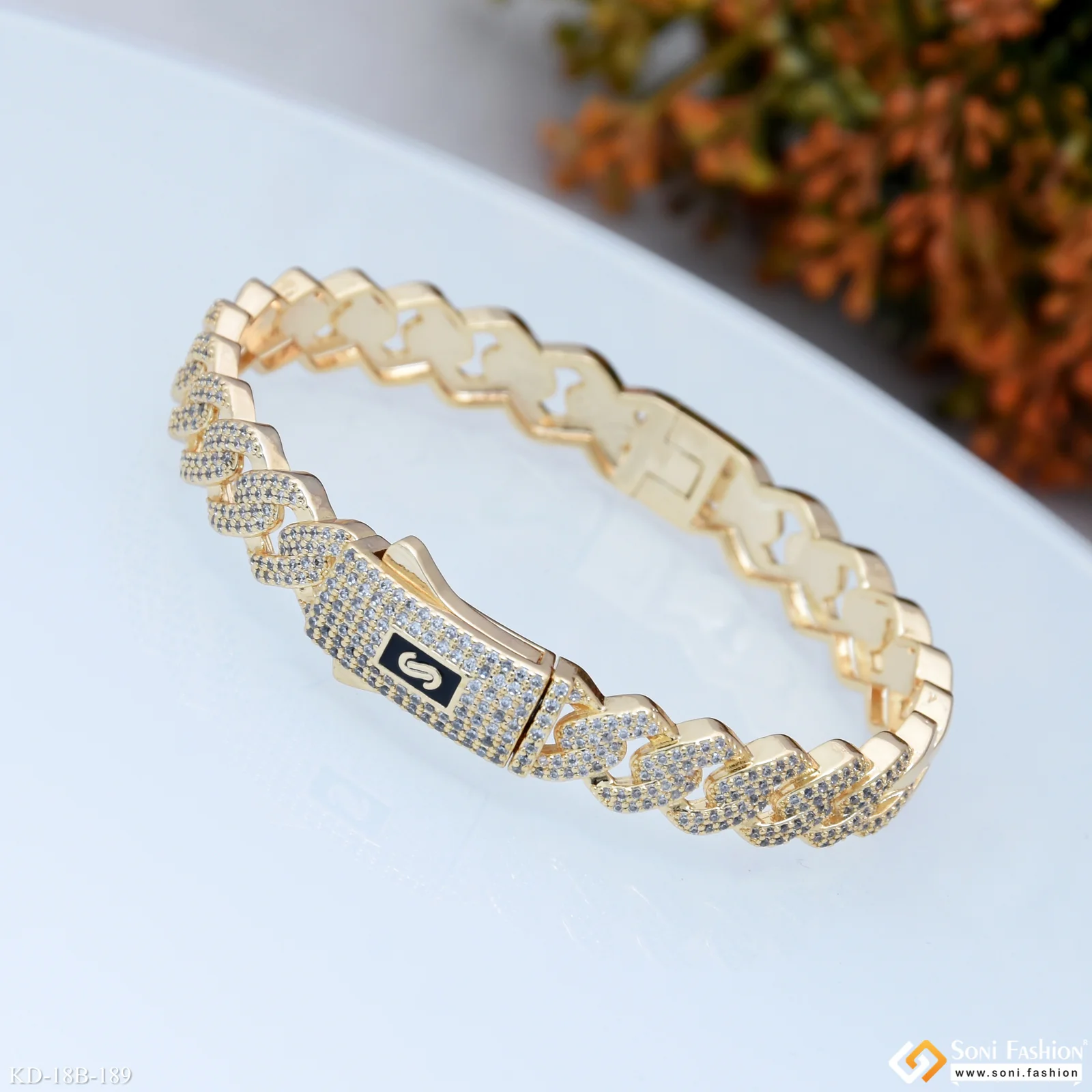 Latest Design 18K Gold Plated Kada for Men - Style B189 - Image 5