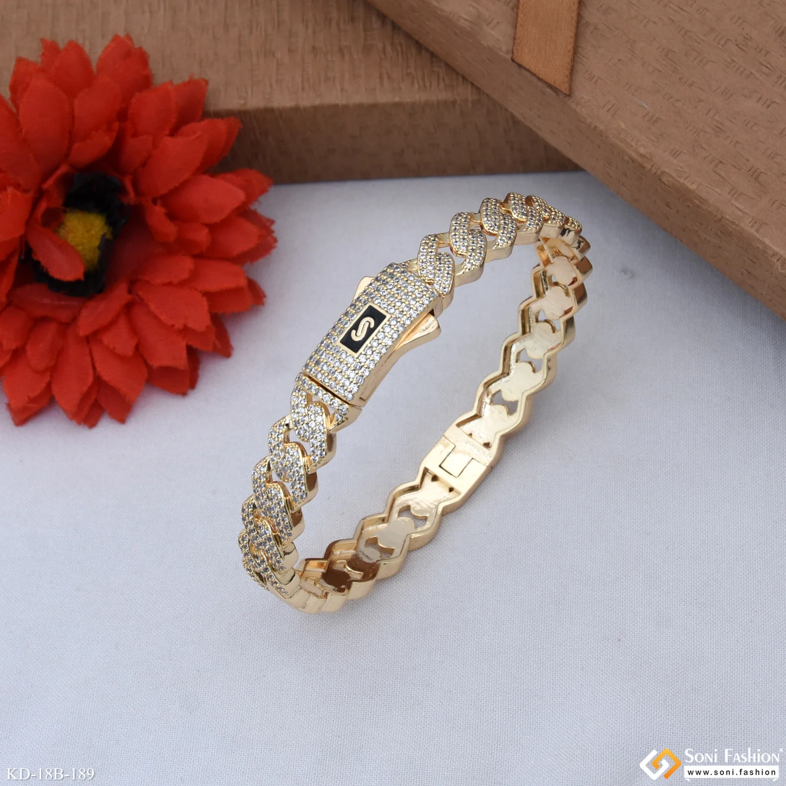 Latest Design 18K Gold Plated Kada for Men - Style B189 - Image 6