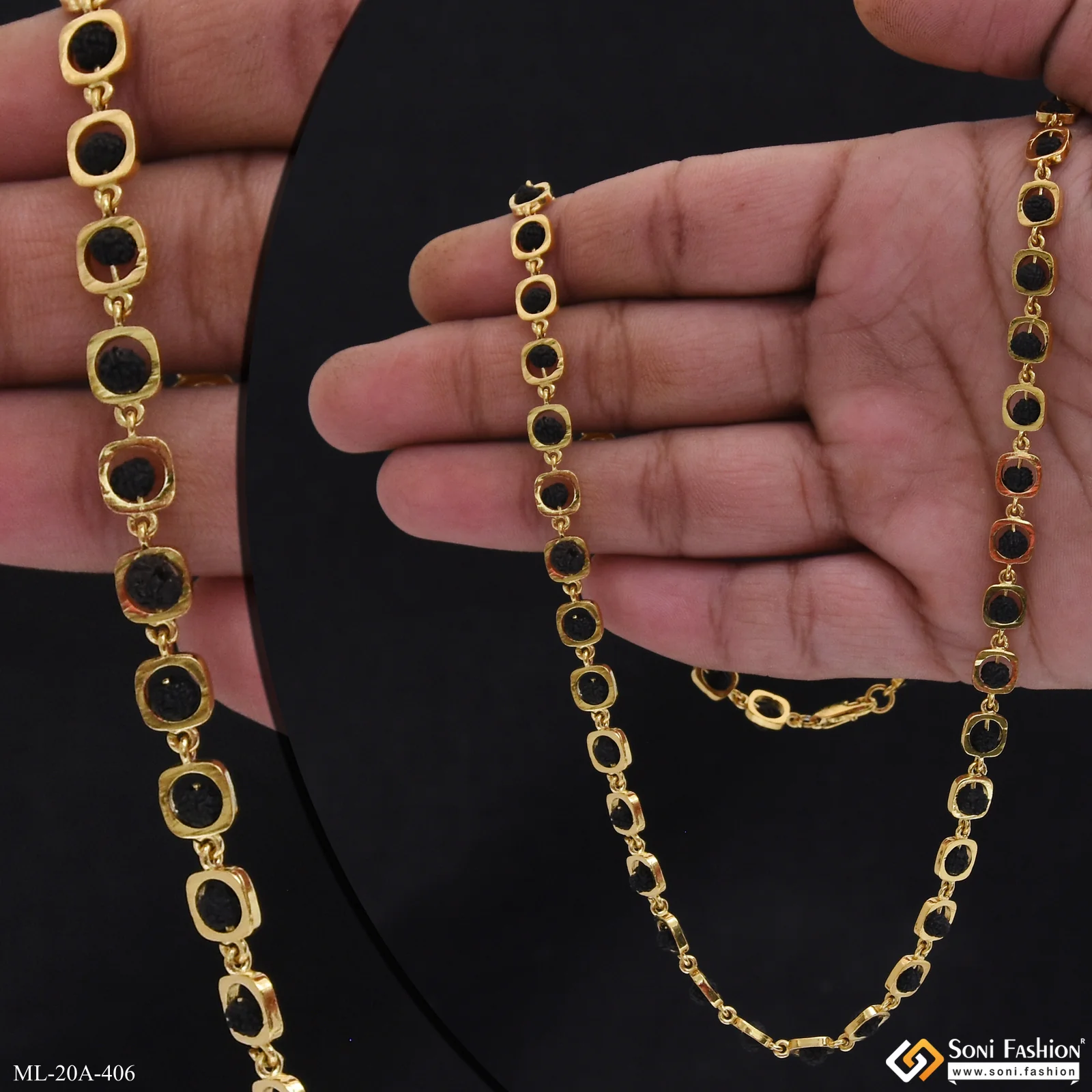 Latest Design 18k Gold Plated Rudraksha Mala for Men - Style A406 - Image 2