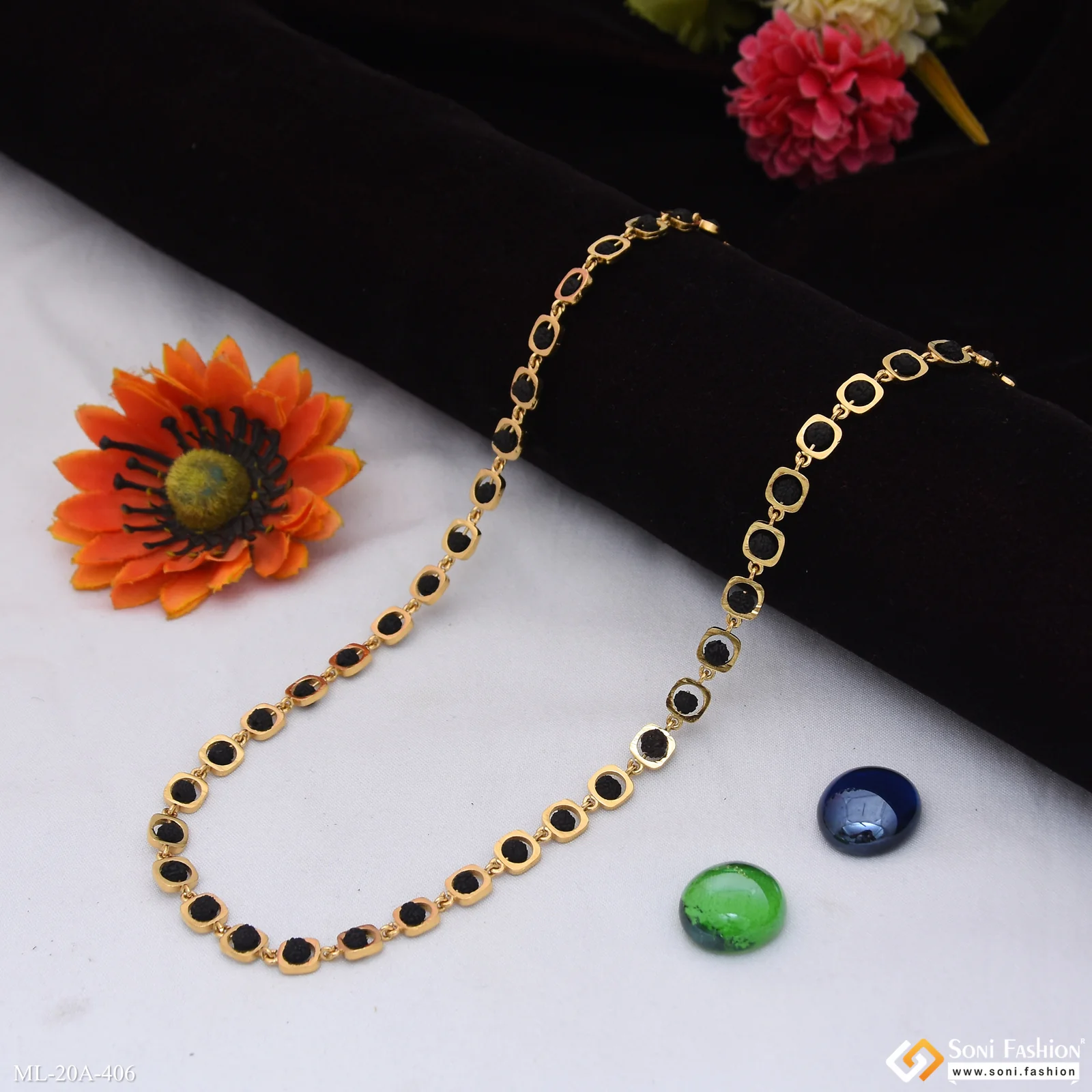 Latest Design 18k Gold Plated Rudraksha Mala for Men - Style A406 - Image 3