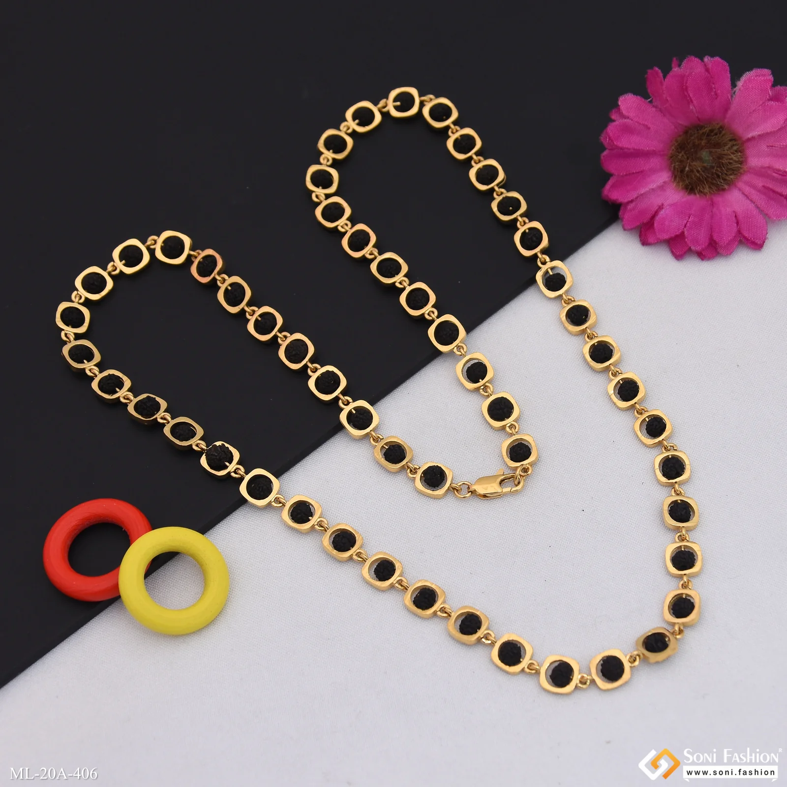Latest Design 18k Gold Plated Rudraksha Mala for Men - Style A406 - Image 4