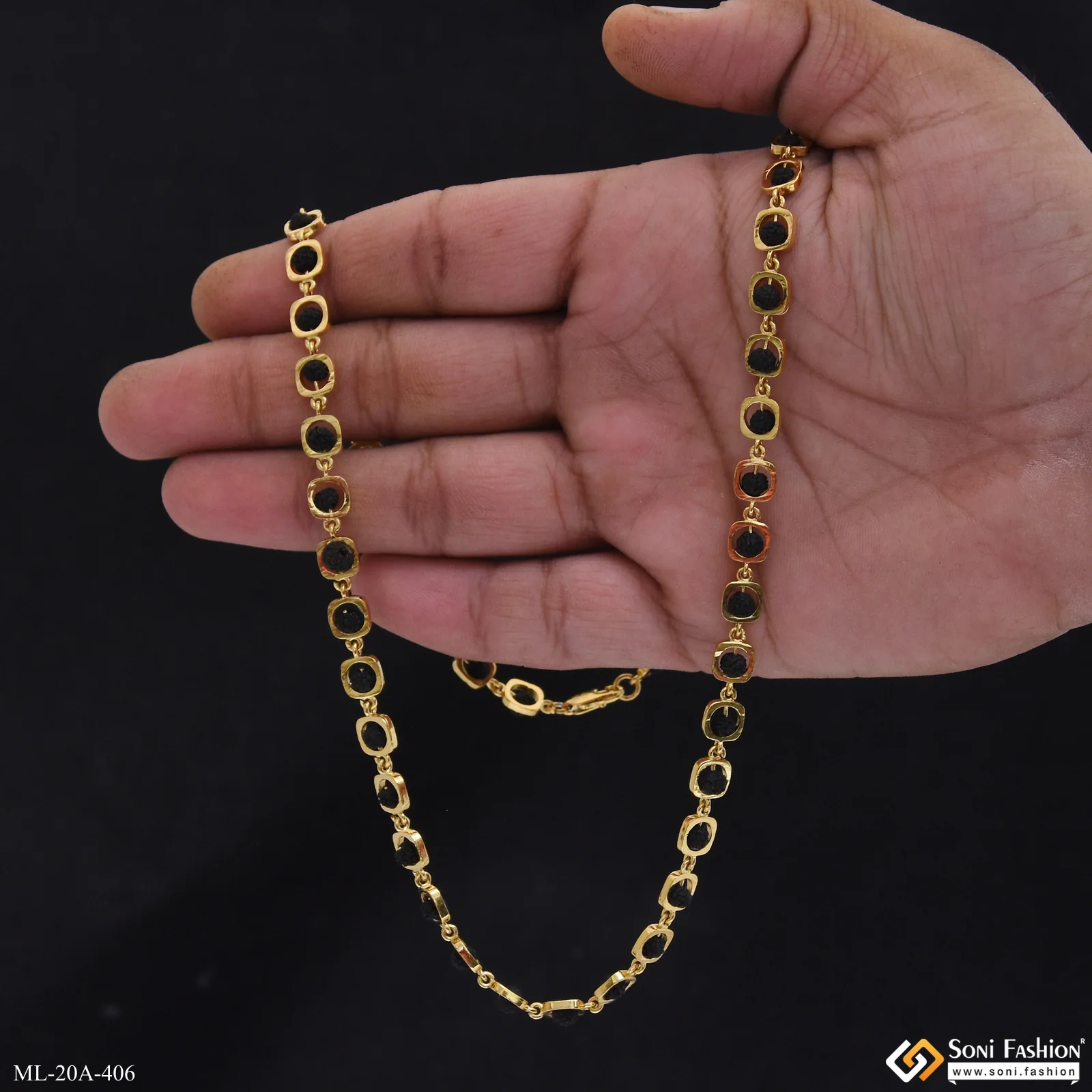 Latest Design 18k Gold Plated Rudraksha Mala for Men - Style A406 - Image 6
