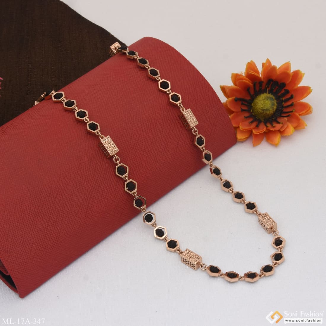Latest Design Artisanal Design Rose Gold Color Rudraksha Mala For Men - Style A347 - Image 4