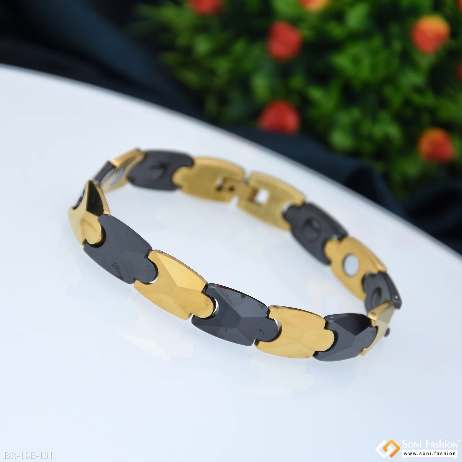 Latest Design Black & Golden Color Ceramic Bracelet for Men - Style E131 - Image 4