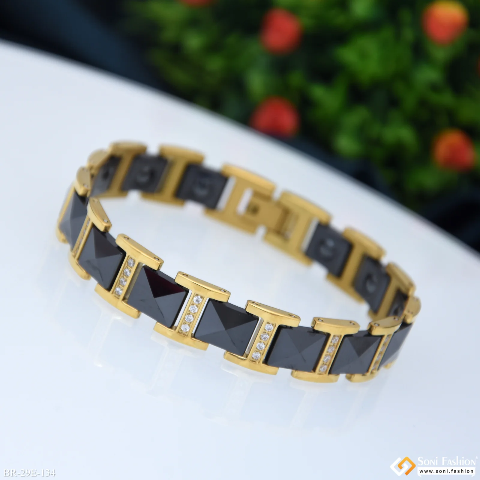 Latest Design Black & Golden Color Ceramic Bracelet for Men - Style E134 - Image 3