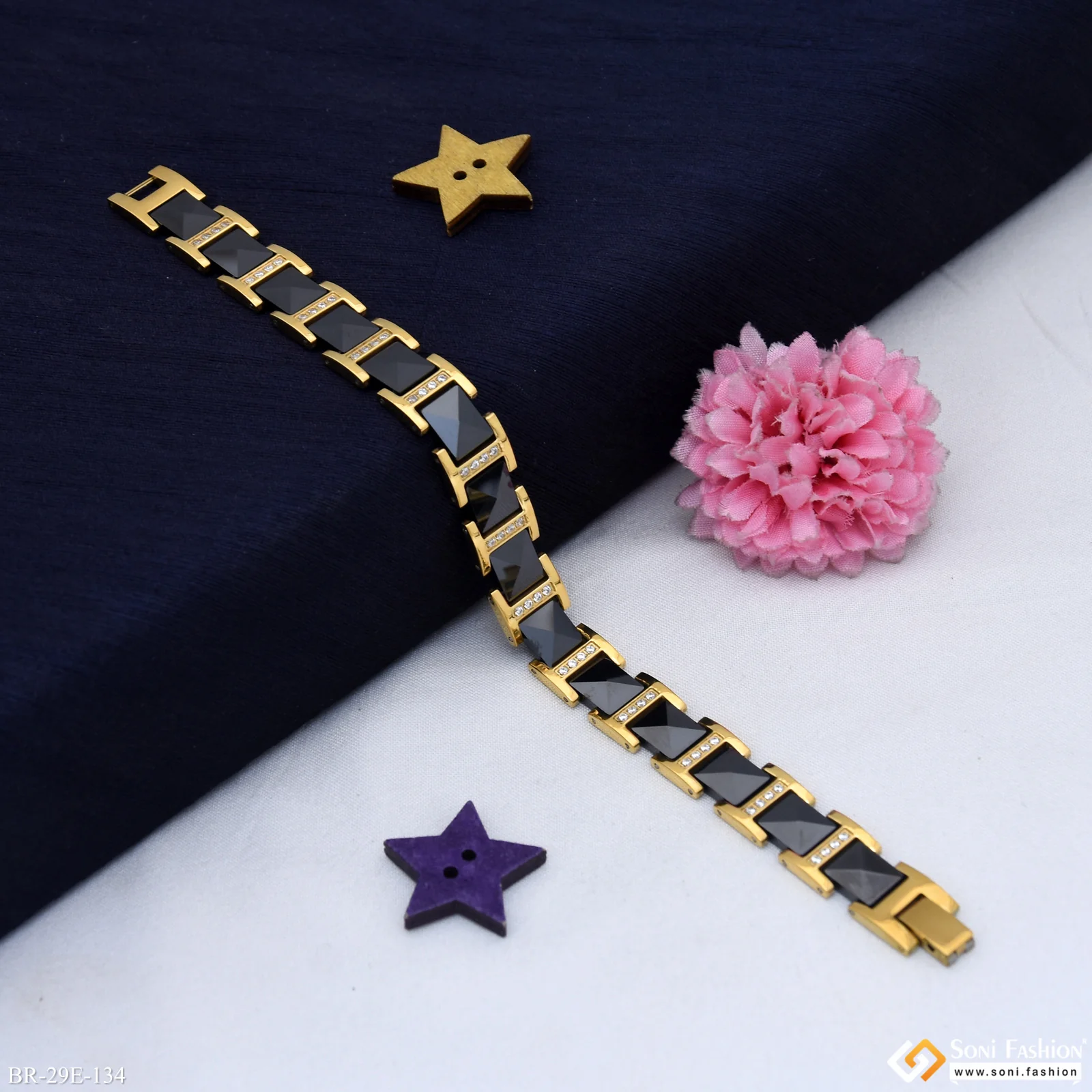 Latest Design Black & Golden Color Ceramic Bracelet for Men - Style E134 - Image 4