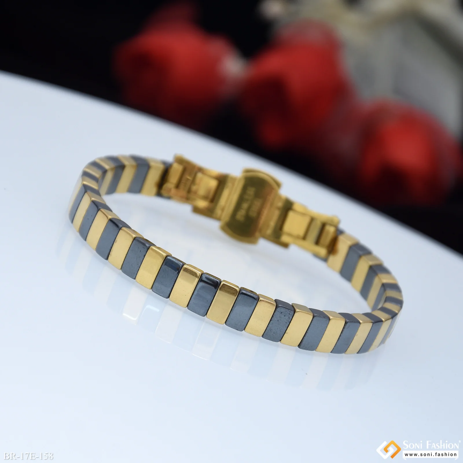 Latest Design Black & Golden Color Ceramic Bracelet for Men - Style E158 - Image 3