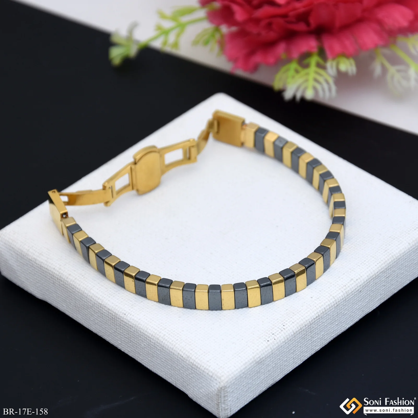 Latest Design Black & Golden Color Ceramic Bracelet for Men - Style E158 - Image 5