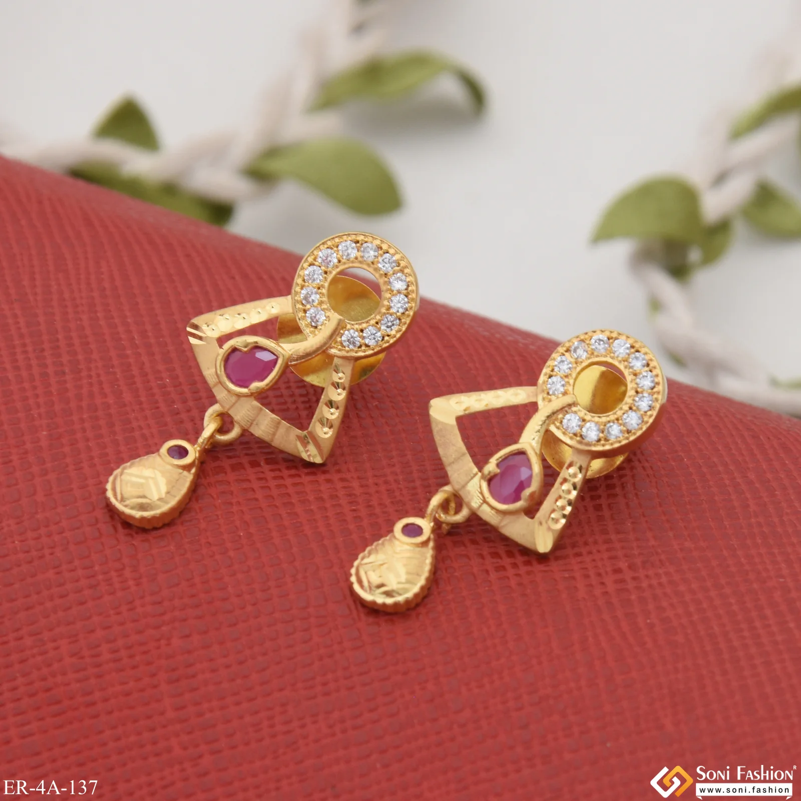 Latest Design Eye-Catching Design Gold Plated Earrings for Ladies - Style A137 - Image 6