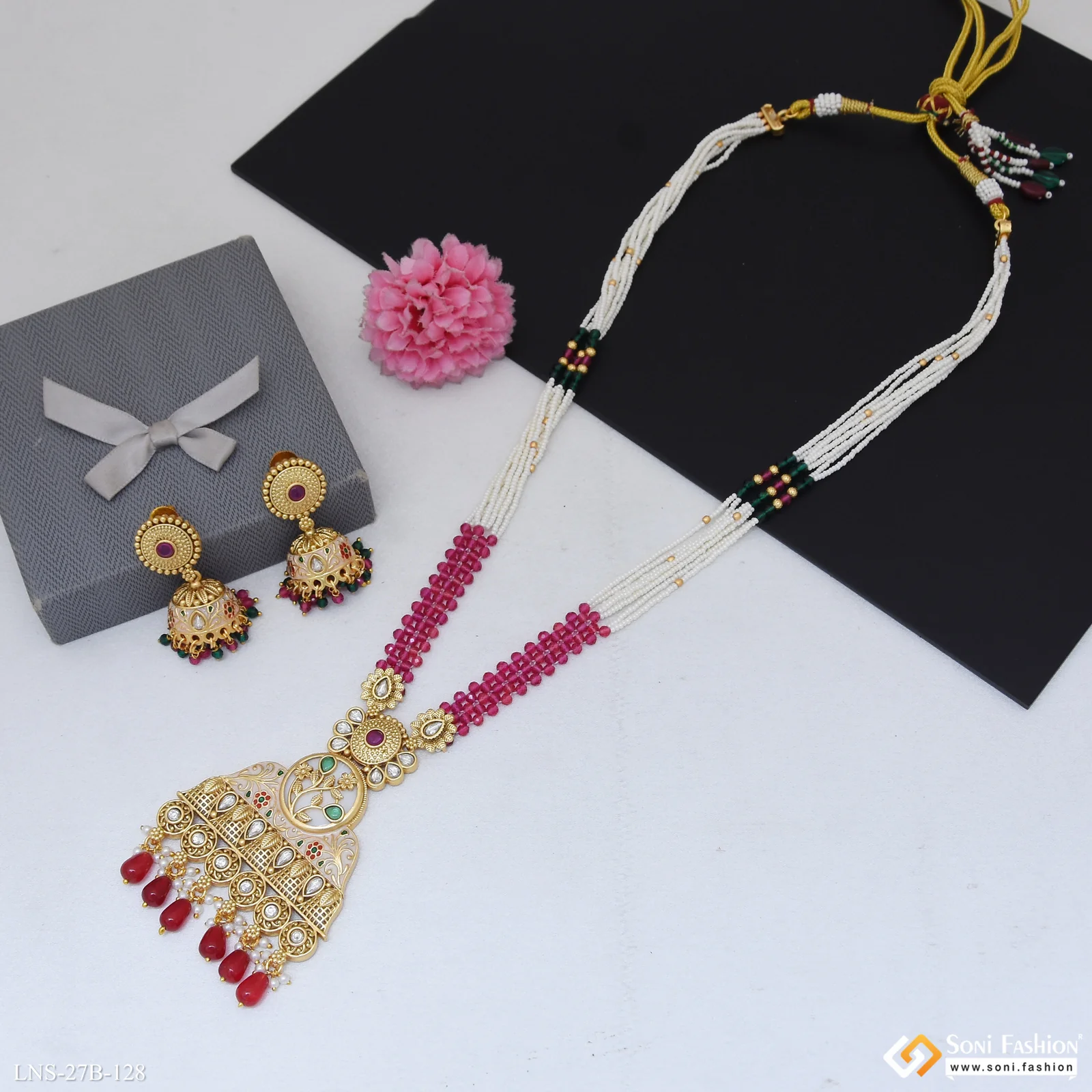 Latest Design Gold Plated Antique Necklace Set for Women - Style B128 - Image 4