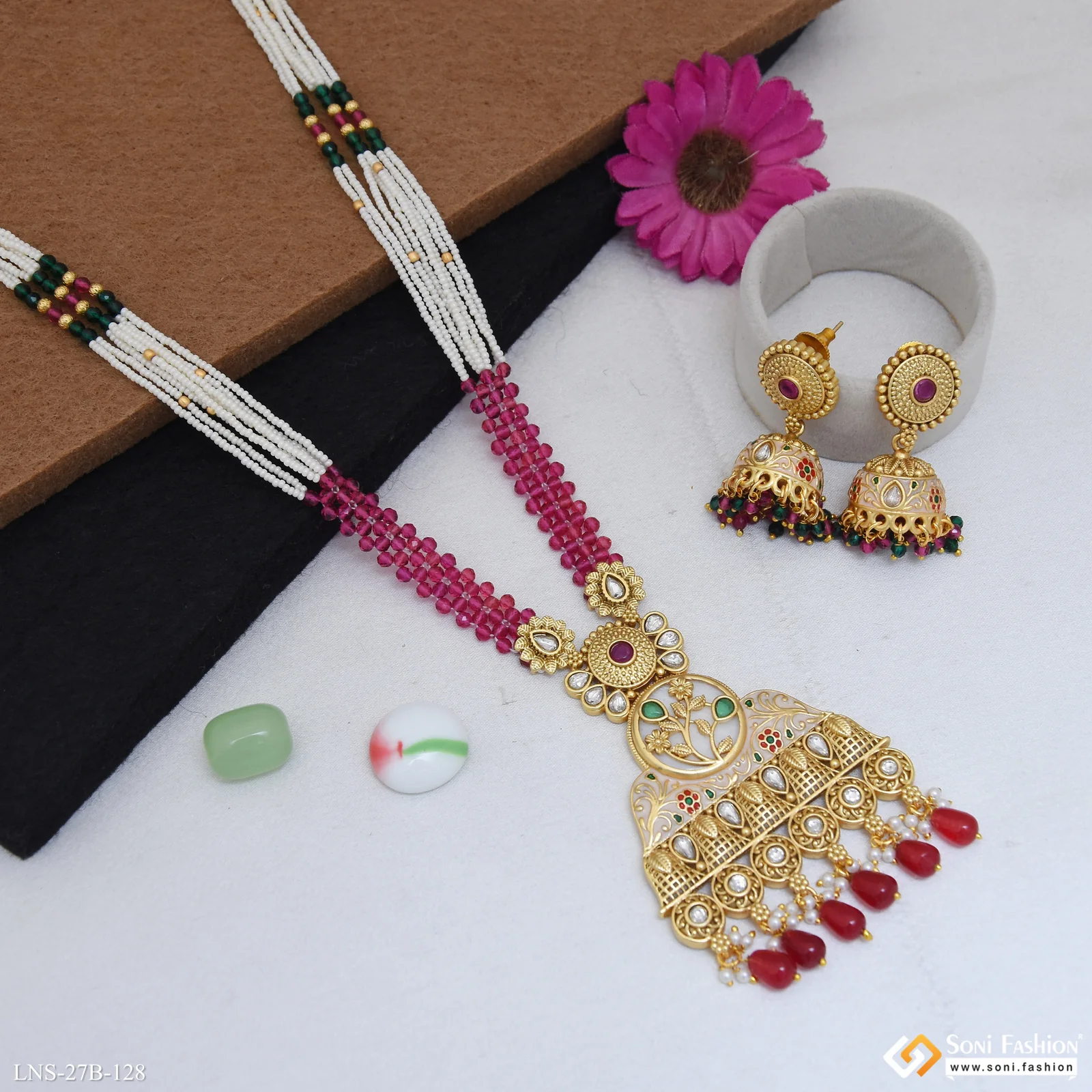 Latest Design Gold Plated Antique Necklace Set for Women - Style B128 - Image 5