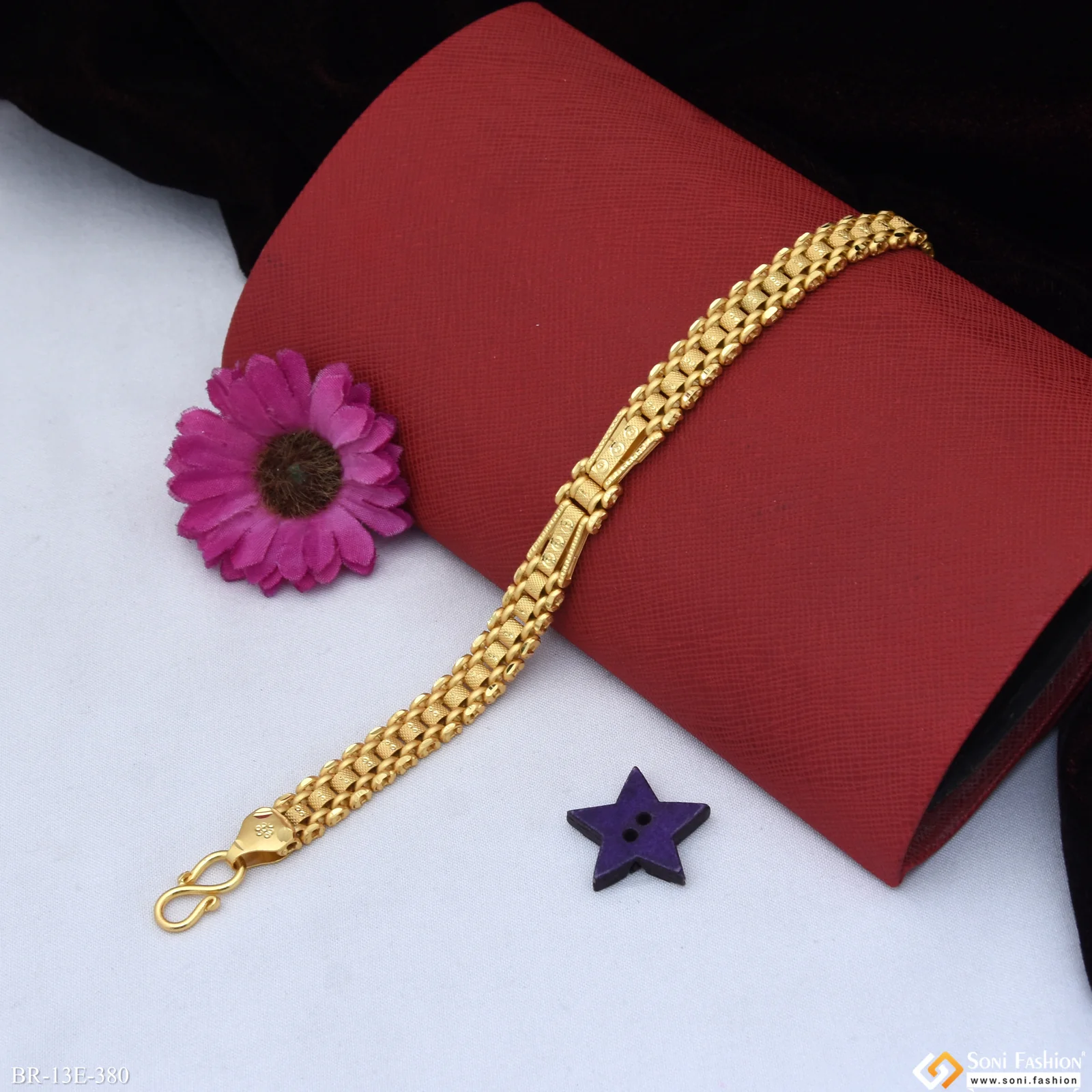 Latest Design Gold Plated Box Bracelet for Men - Style E380 - Image 2