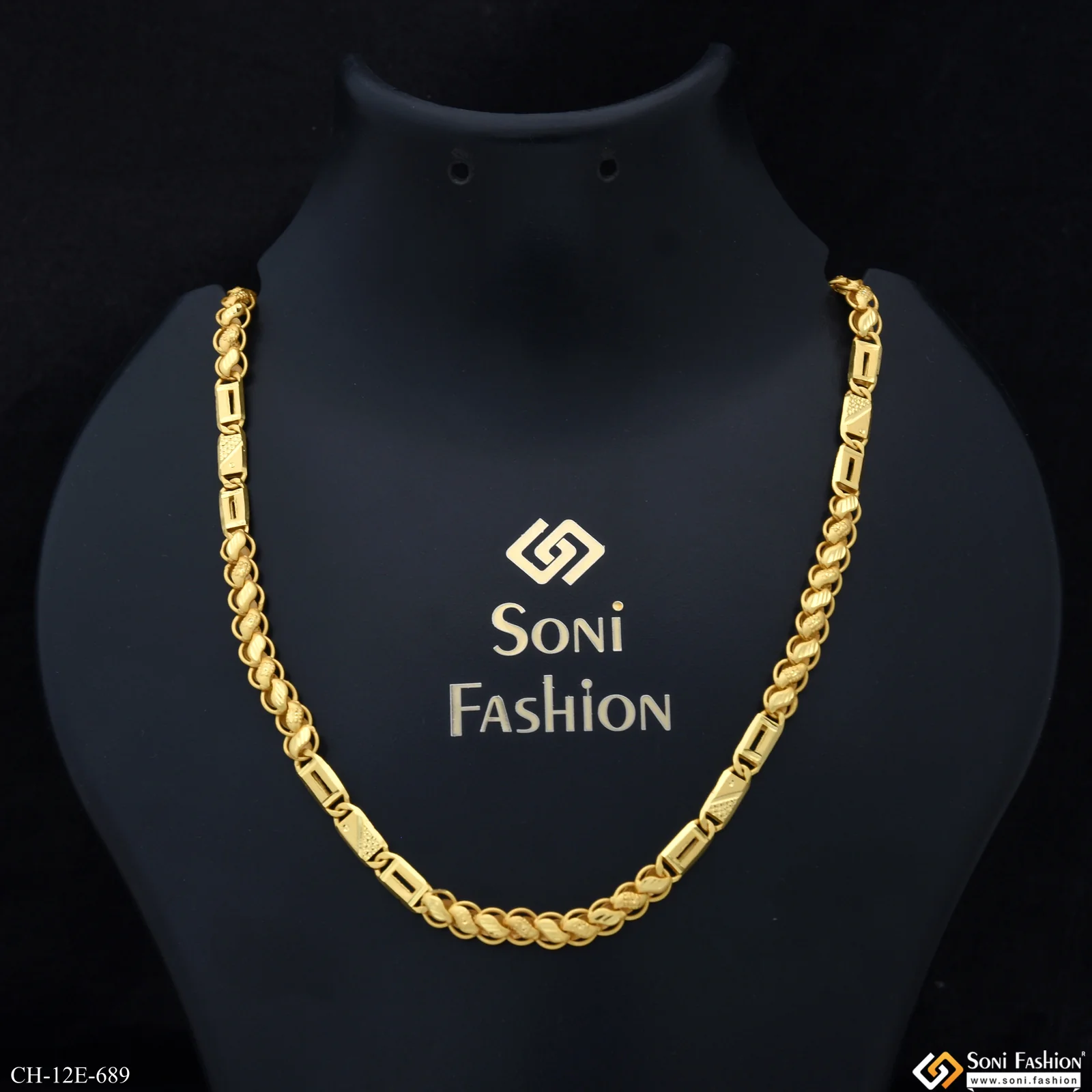 Latest Design Gold Plated Kohli Nawabi Chain for Men - Style E689