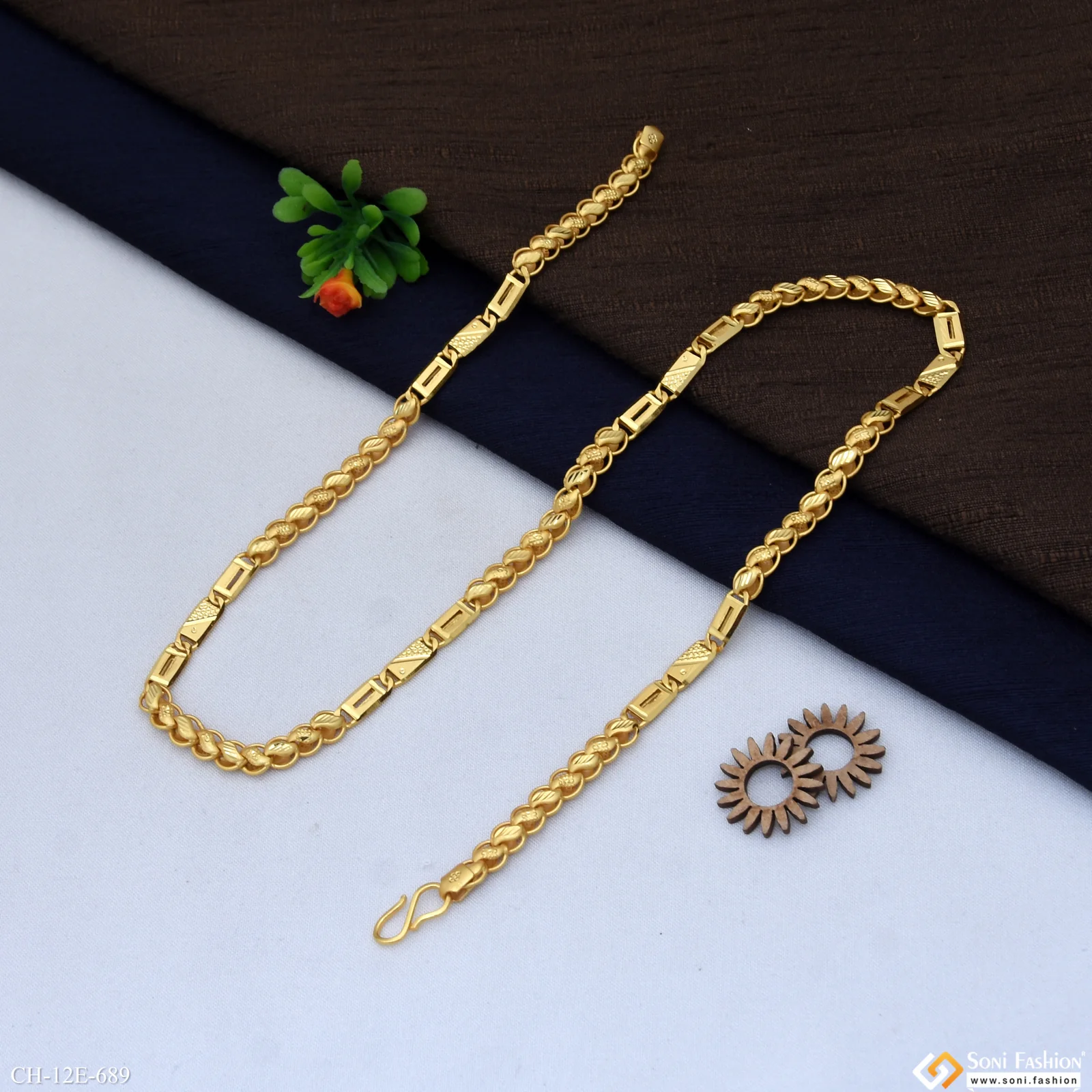 Latest Design Gold Plated Kohli Nawabi Chain for Men - Style E689 - Image 4