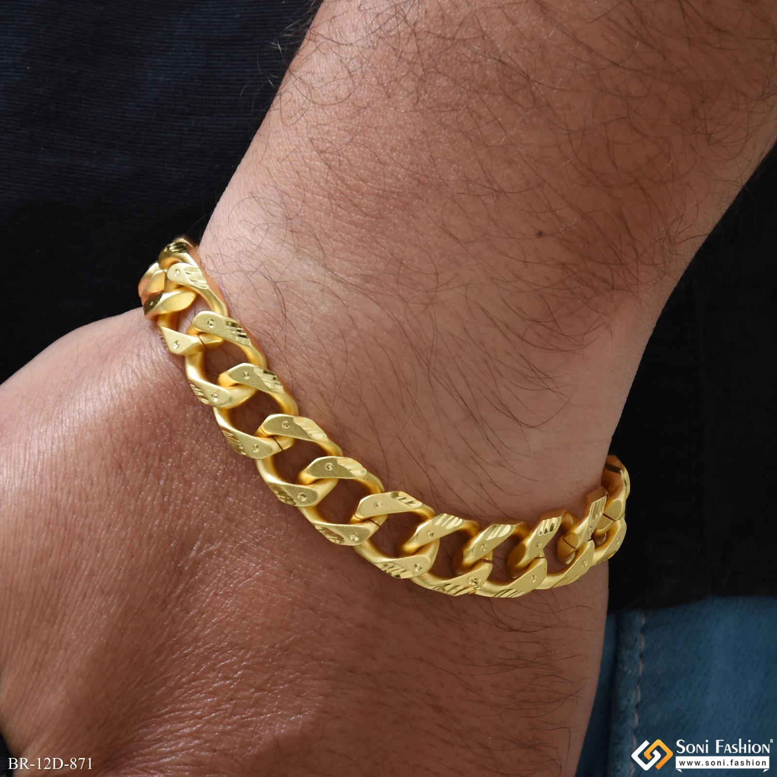 Latest Design Gold Plated Link Bracelet for Men - Style D871 - Image 2