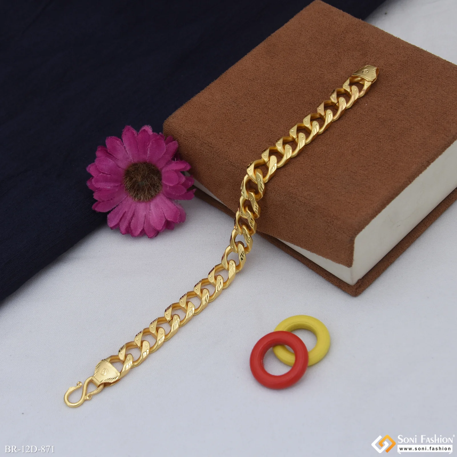 Latest Design Gold Plated Link Bracelet for Men - Style D871 - Image 3