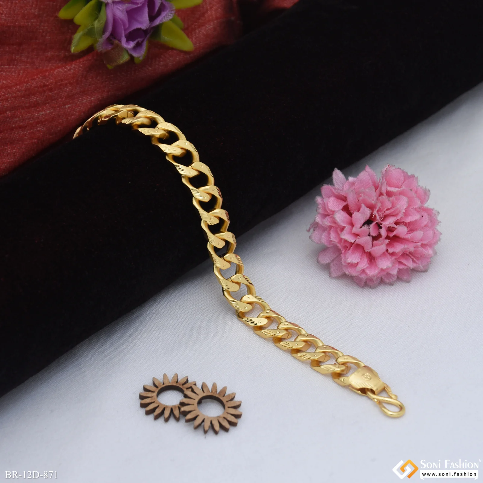 Latest Design Gold Plated Link Bracelet for Men - Style D871 - Image 4
