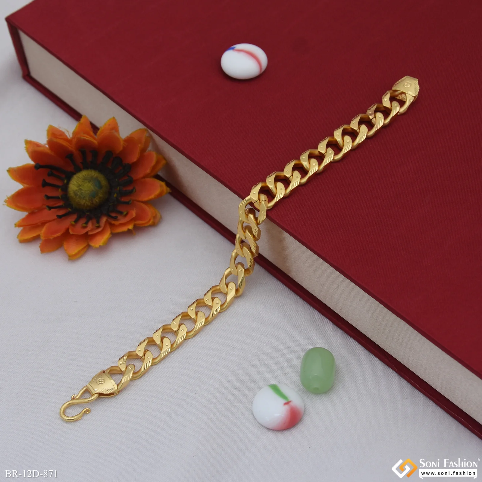 Latest Design Gold Plated Link Bracelet for Men - Style D871 - Image 5