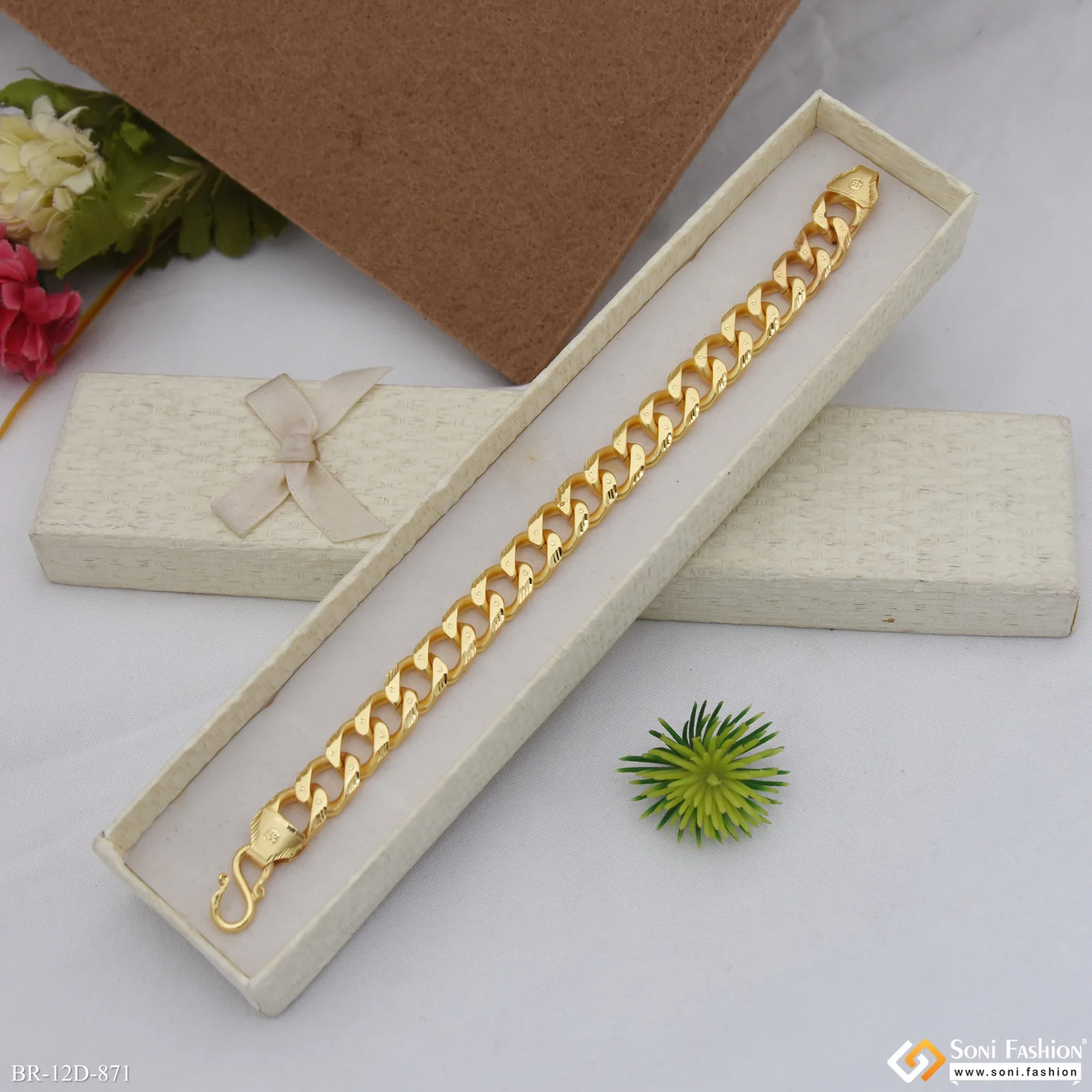 Latest Design Gold Plated Link Bracelet for Men - Style D871 - Image 6