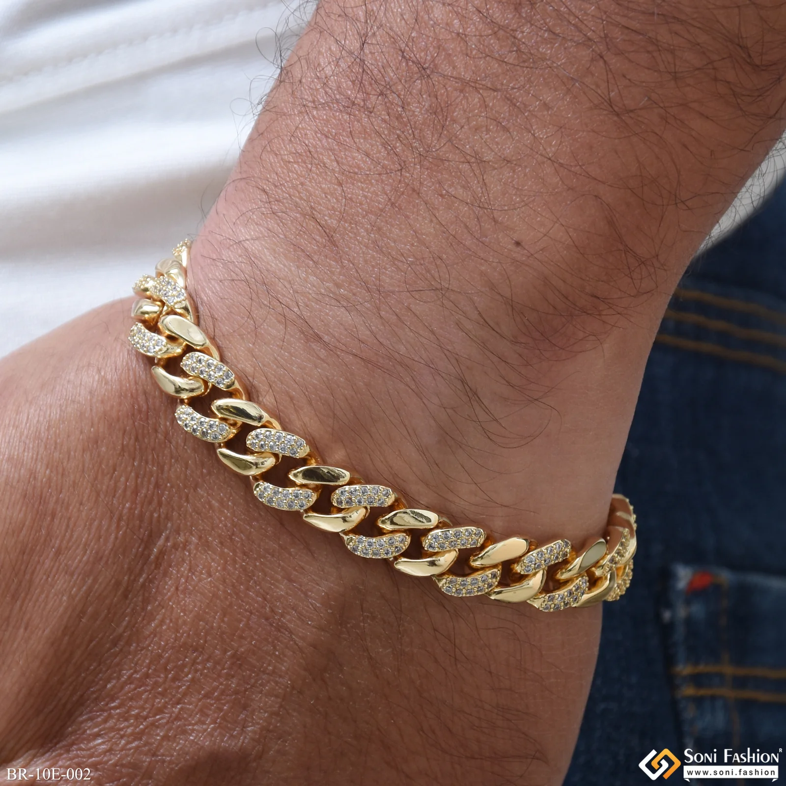 Latest Design Gold Plated Link Bracelet for Men - Style E002