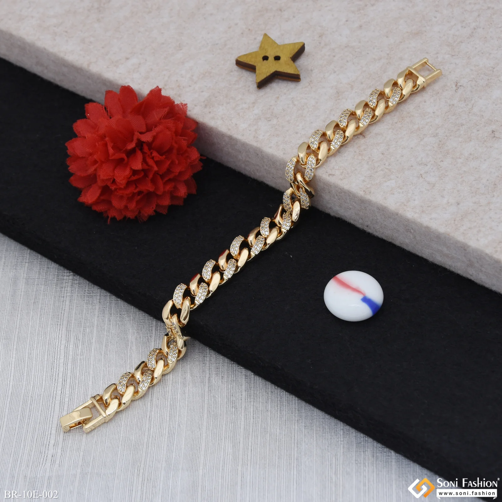 Latest Design Gold Plated Link Bracelet for Men - Style E002 - Image 2