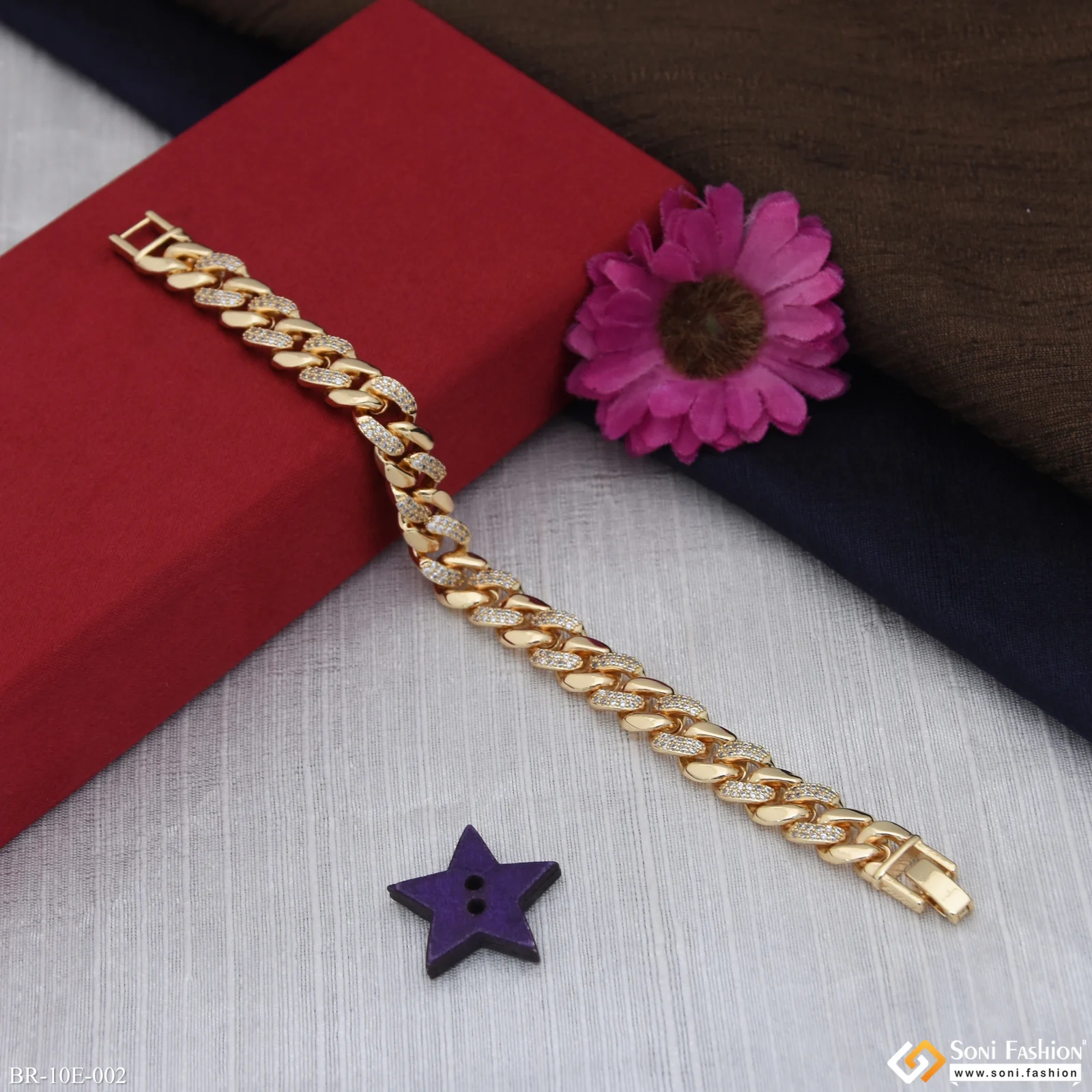 Latest Design Gold Plated Link Bracelet for Men - Style E002 - Image 4