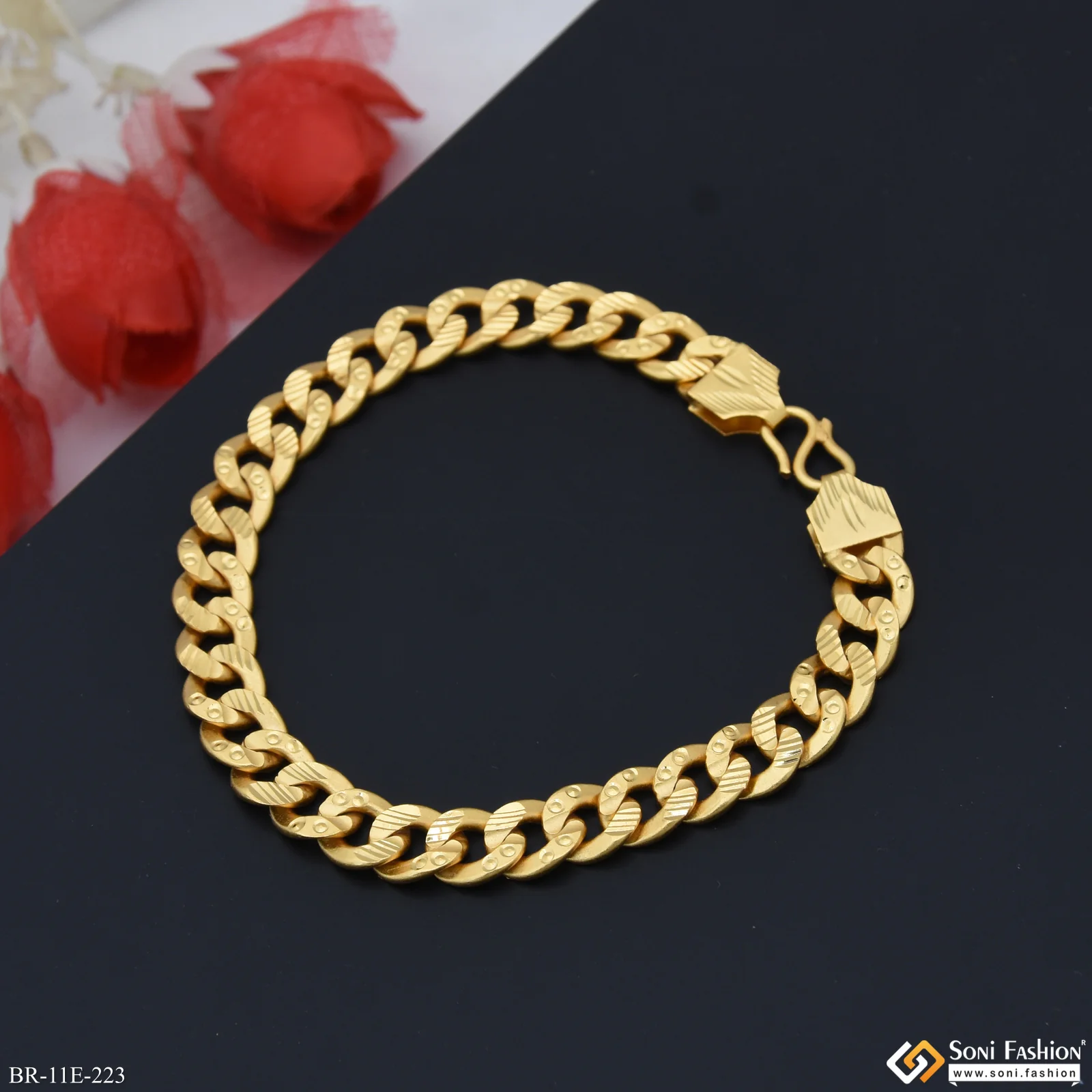 Latest Design Gold Plated Link Bracelet for Men - Style E223 - Image 5