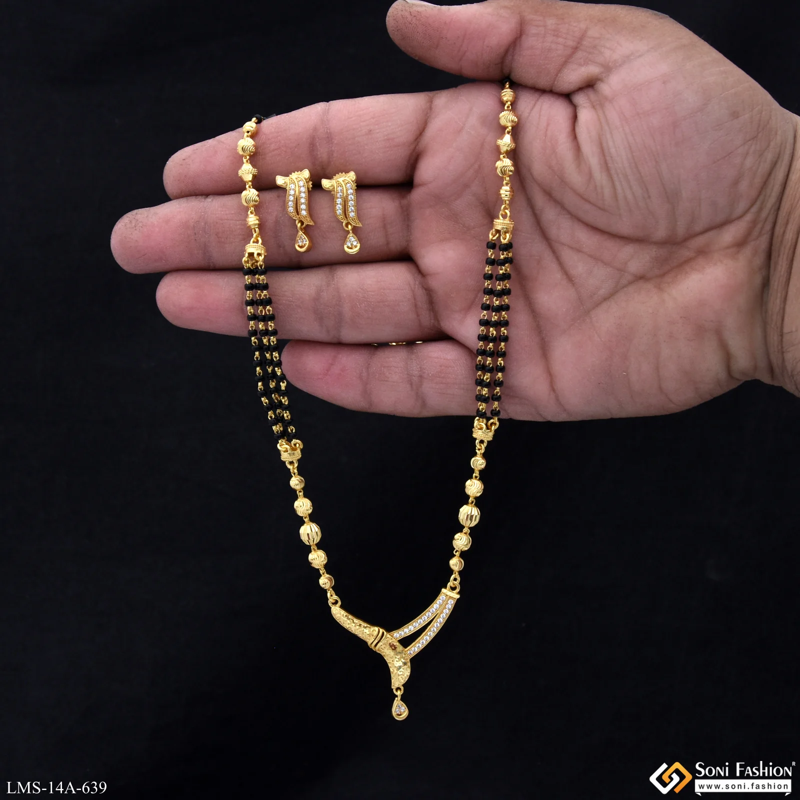 Latest Design Gold Plated Mangalsutra Set for Women - Style A639 - Image 2
