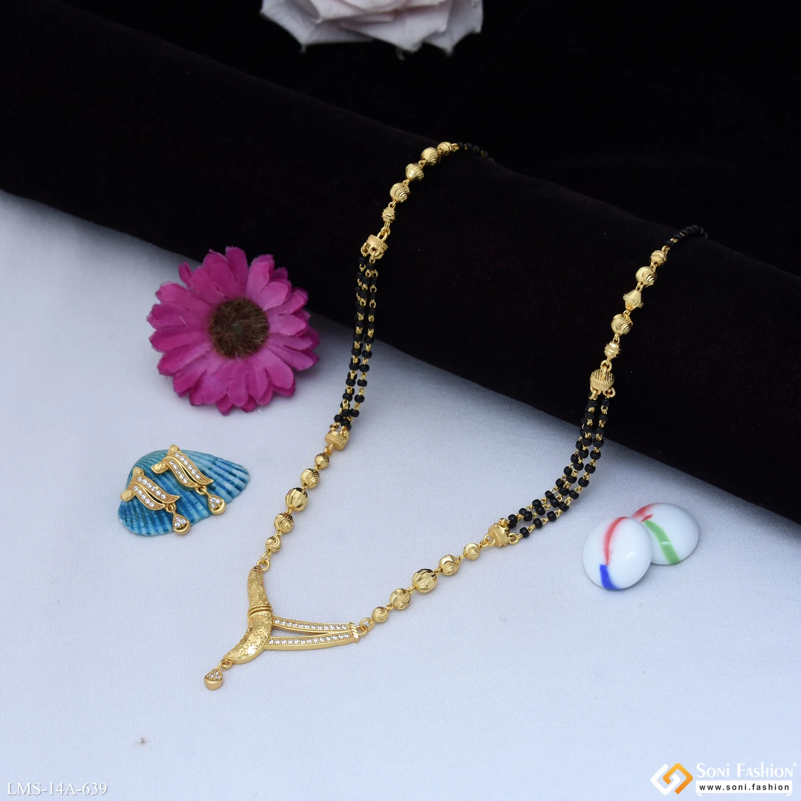 Latest Design Gold Plated Mangalsutra Set for Women - Style A639 - Image 3