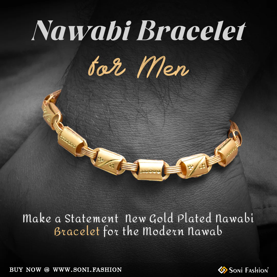 Latest Design Gold Plated Nawabi Bracelet for Men - Style D622