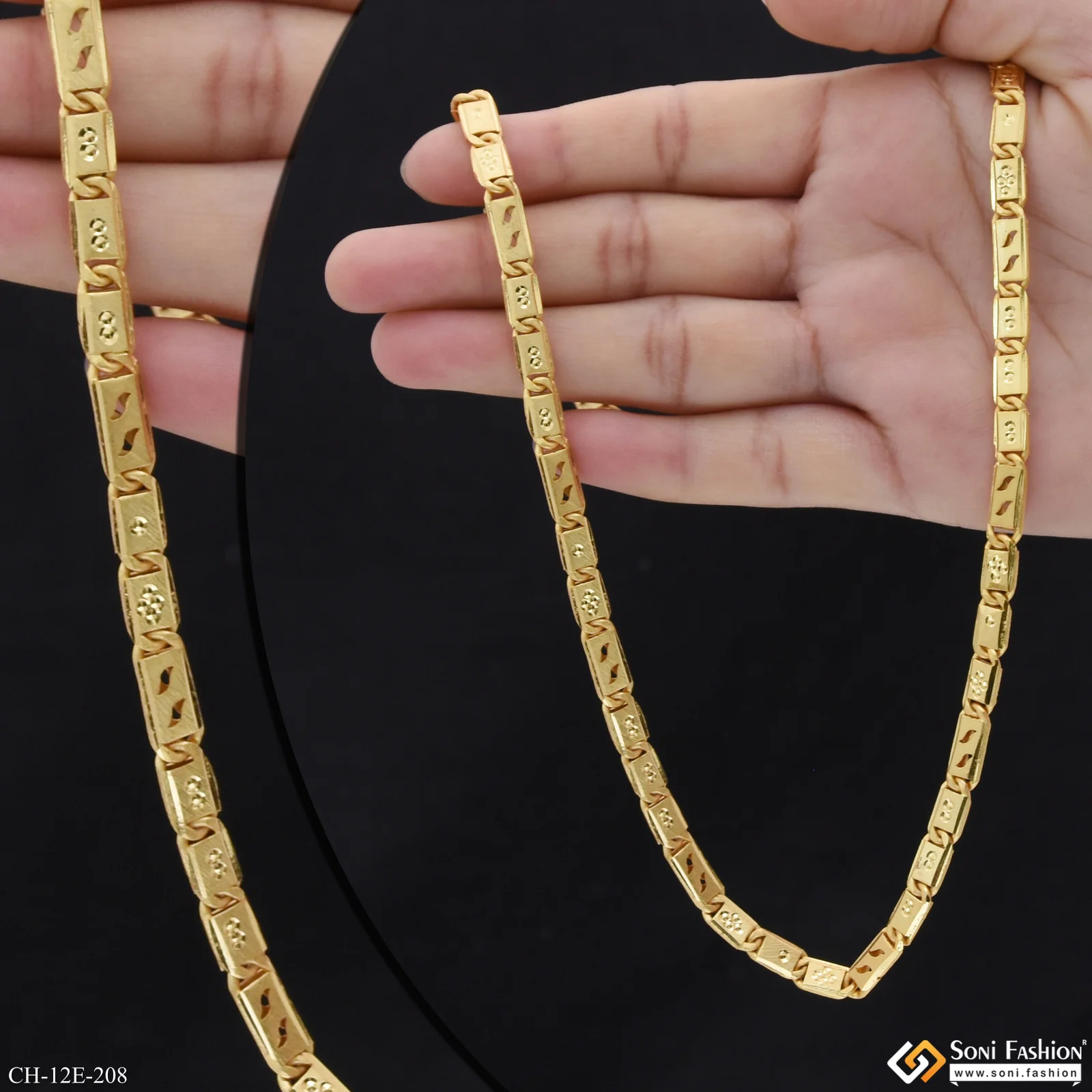 Latest Design Gold Plated Nawabi Chain for Men - Style E208 - Image 2