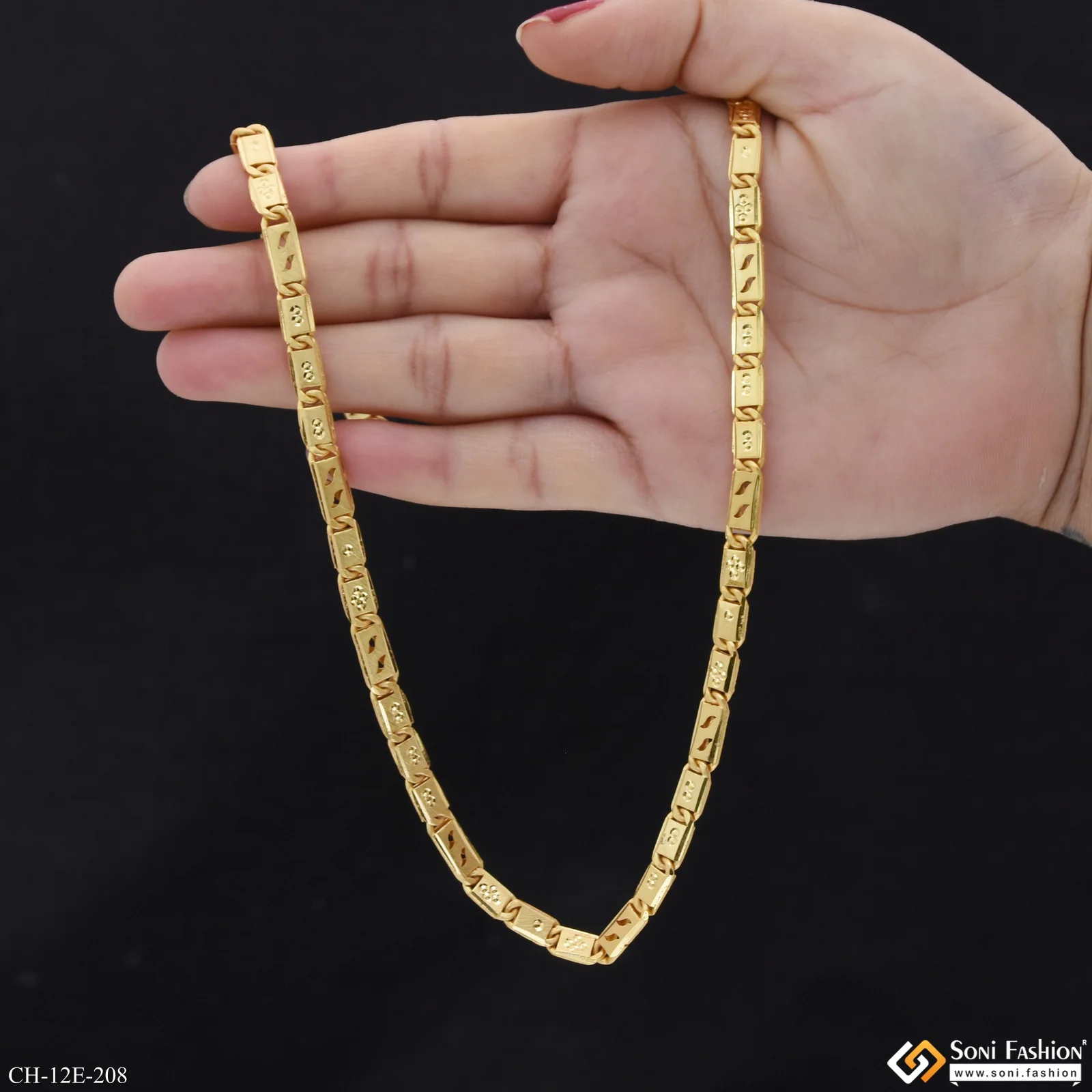Latest Design Gold Plated Nawabi Chain for Men - Style E208 - Image 7
