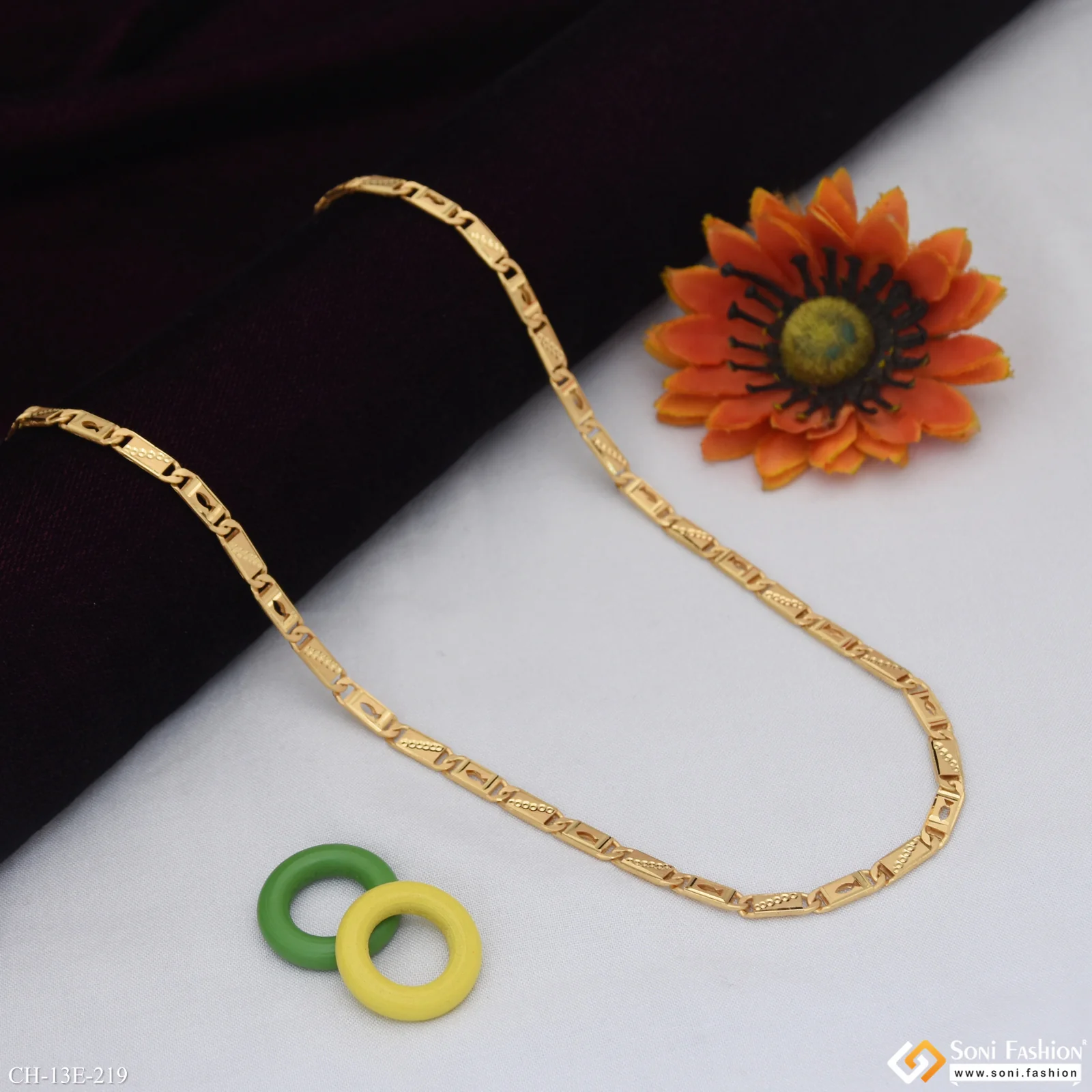 Latest Design Gold Plated Nawabi Chain for Men - Style E219 - Image 3